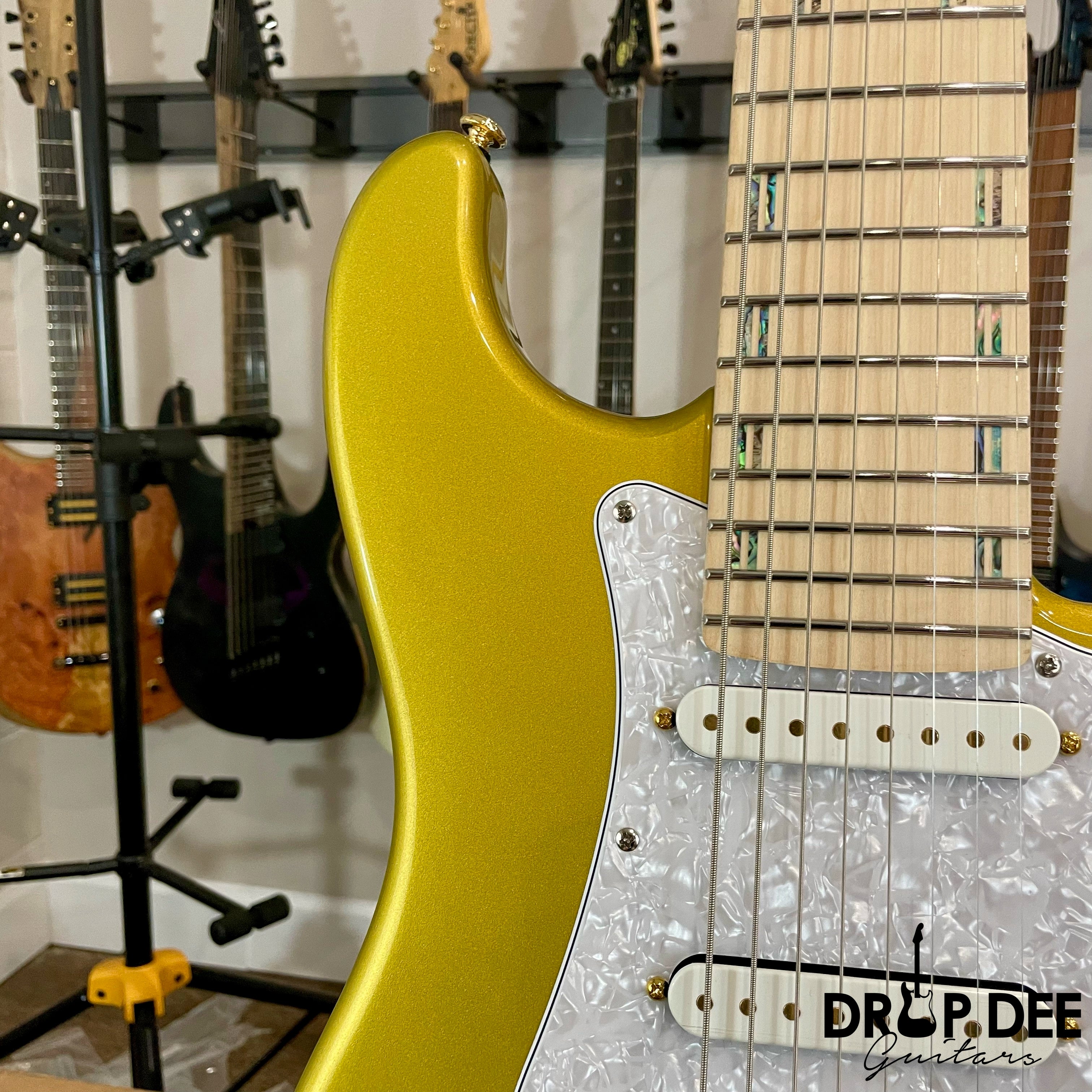 ESP LTD Javier Reyes Signature JRV-8 Baritone 8-String Electric Guitar w/ Case - Metallic Gold