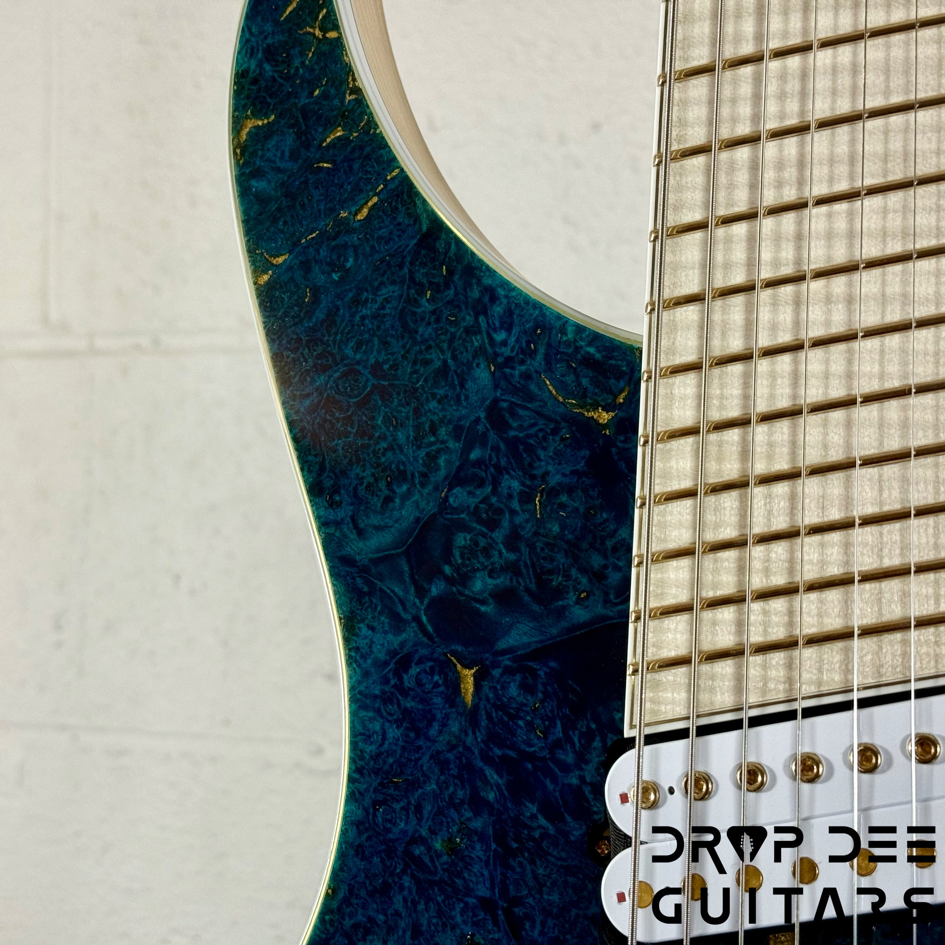 MRK Custom Shop Apodis Multiscale 7-String Electric Guitar w/ Case - Blue w/ Gold Leaf