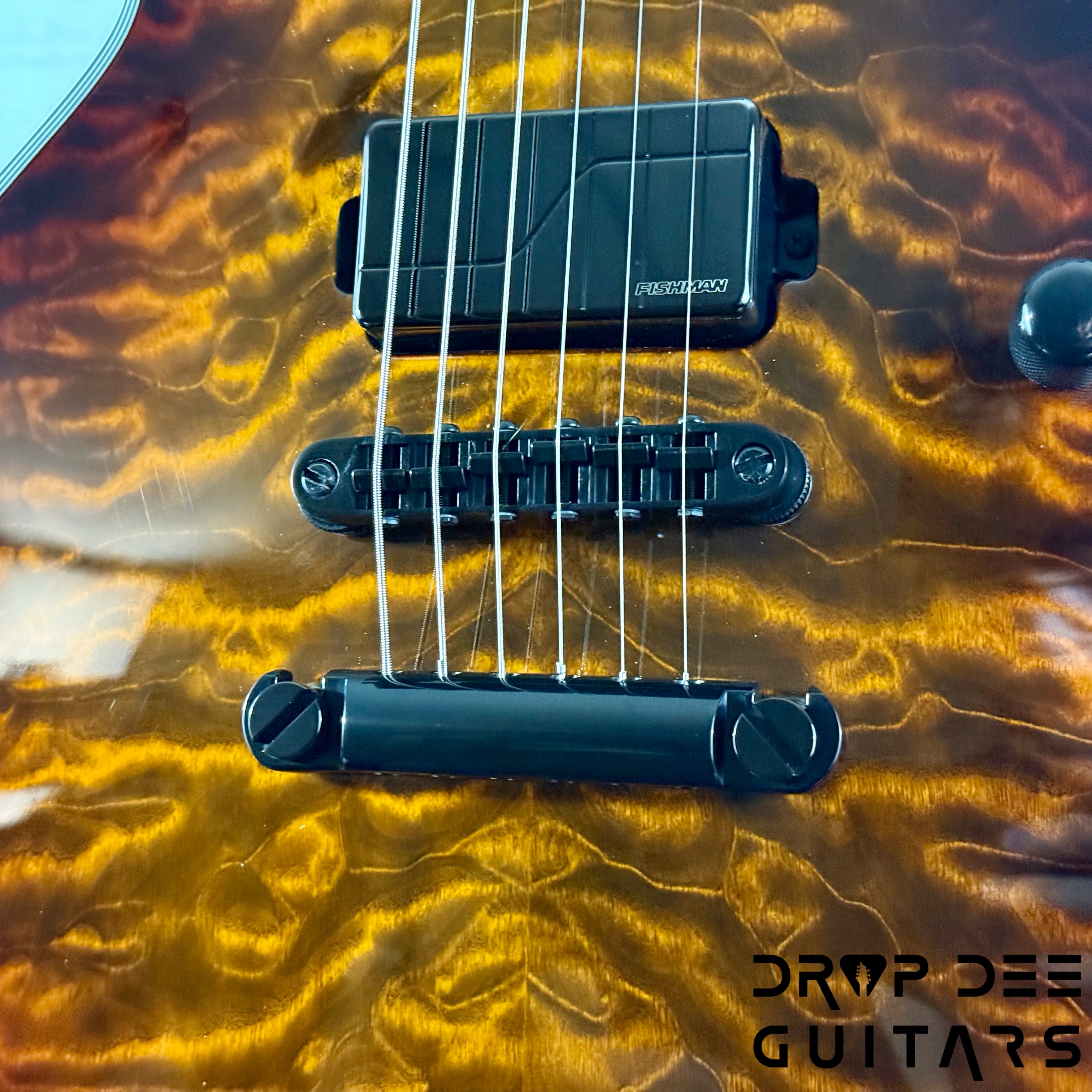 ESP E-II Eclipse QM Electric Guitar/ Case - Tiger Eye Sunburst