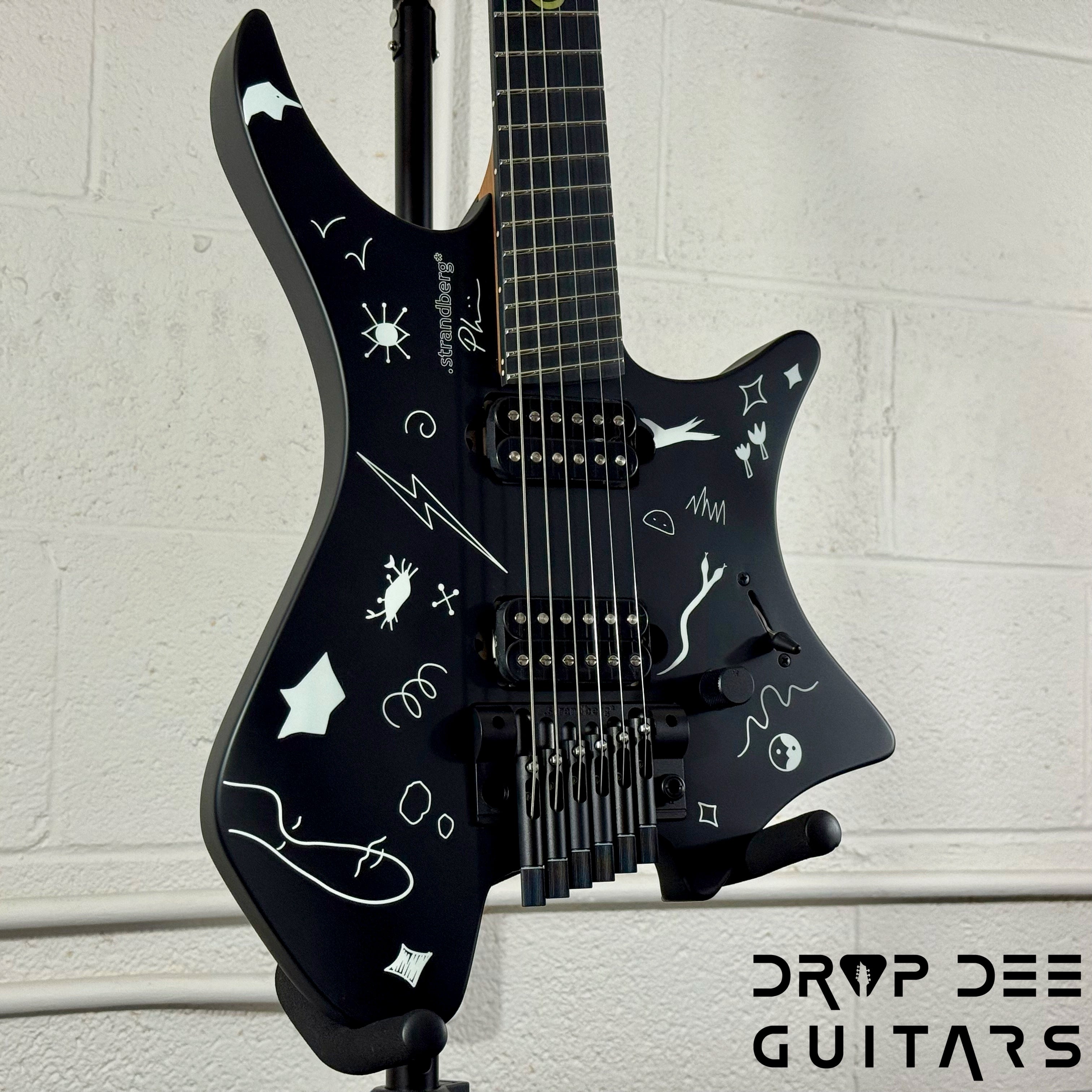 Strandberg Boden Standard NX 6 Plini Edition Mirage Multiscale Headless Electric Guitar w/ Bag - Black Granite Satin Acrylic with custom Plini Mirage glow-in-the-dark graphics