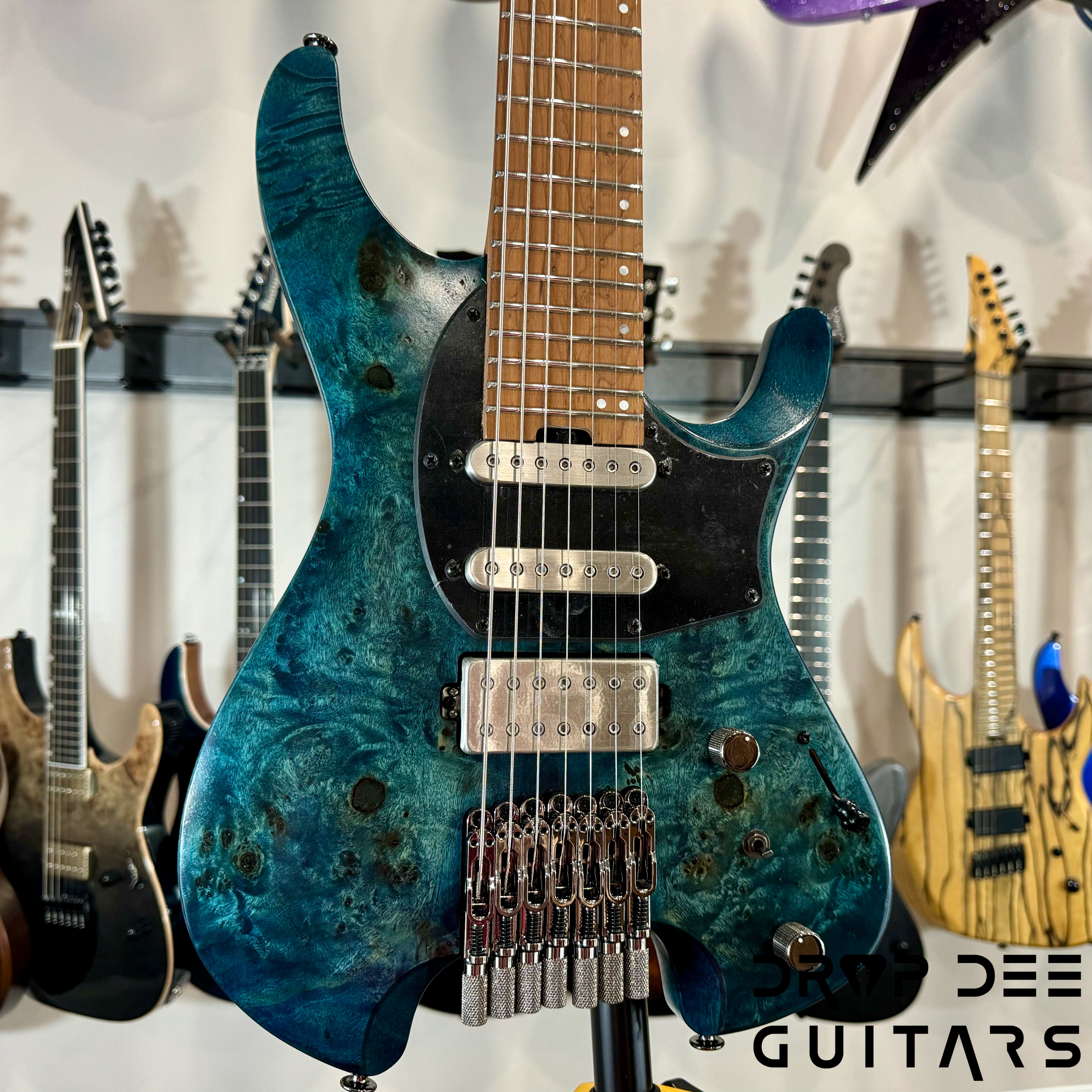 Ibanez Quest Q547PB Headless 7-String Electric Guitar w/ Bag - Cosmic Blue Low Gloss