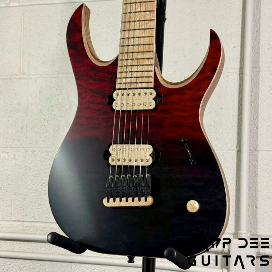Mayones Duvell Elite 7 7-String Electric Guitar w/ Case - Red/Black Fade