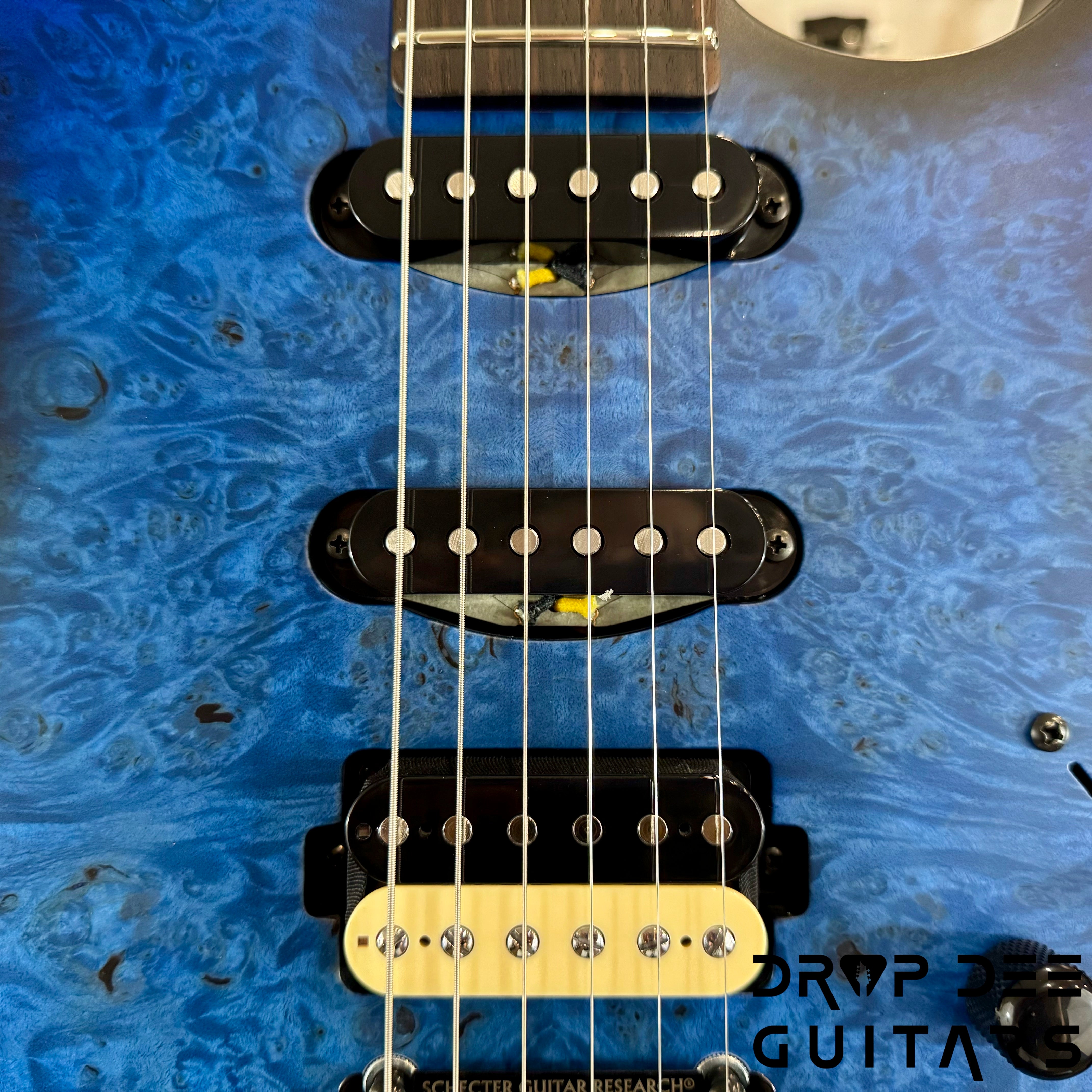 Schecter USA Custom Shop Sunset Custom-II HSS Electric Guitar w/ Case - Ocean Blue Burst Satin