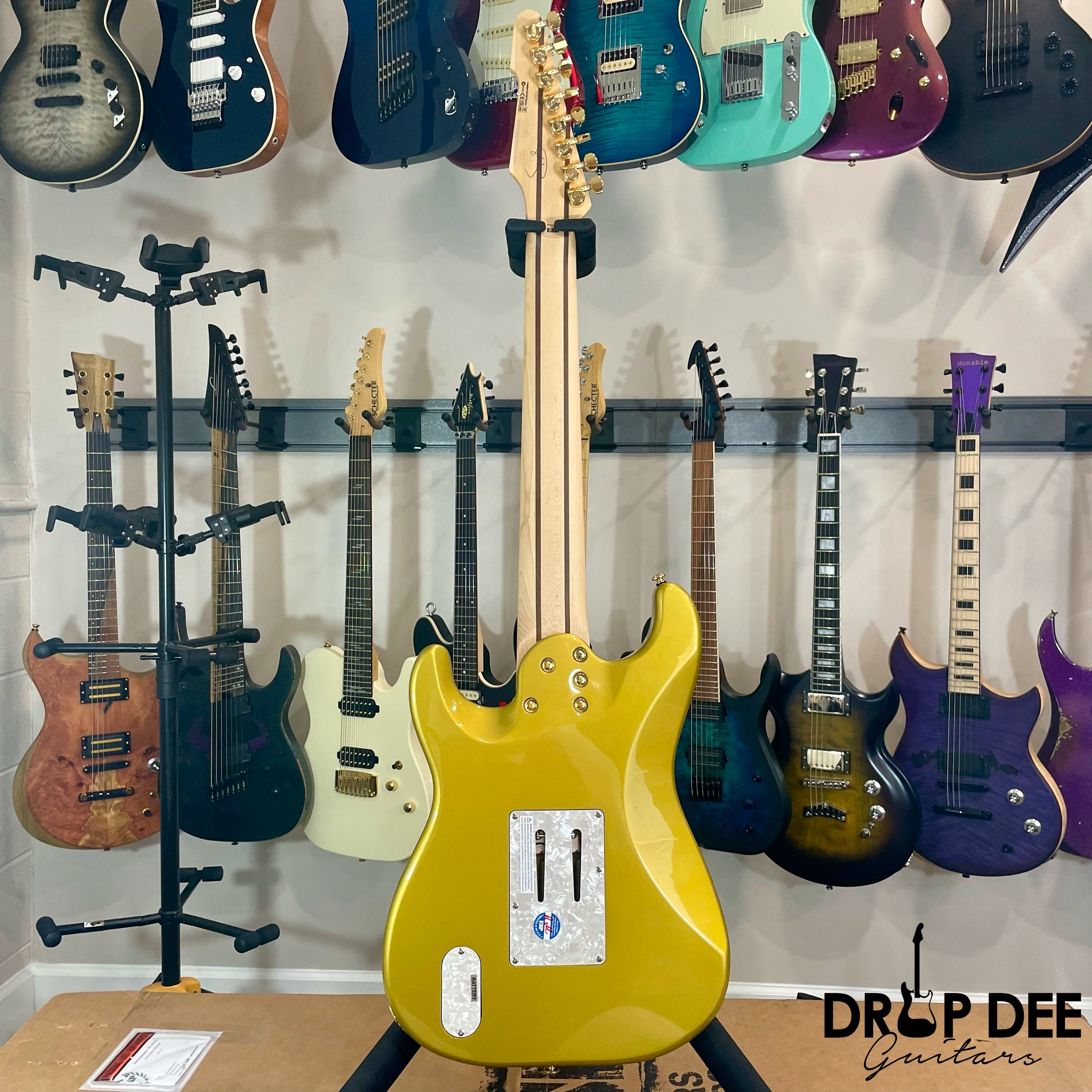 ESP LTD Javier Reyes Signature JRV-8 Baritone 8-String Electric Guitar w/ Case - Metallic Gold