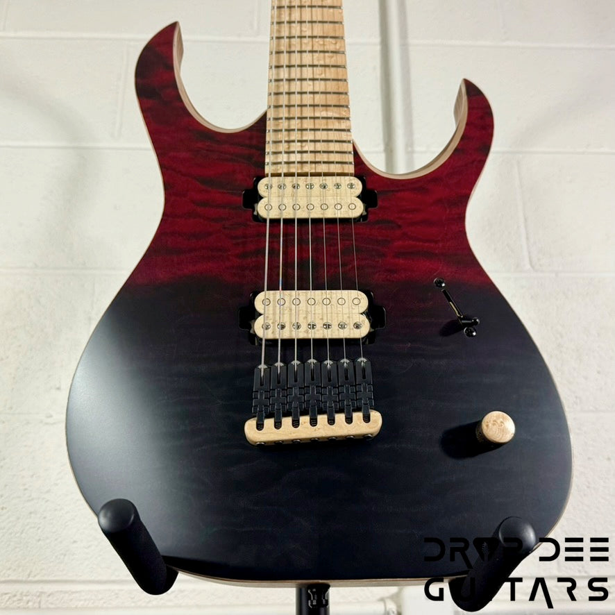 Mayones Duvell Elite 7 7-String Electric Guitar w/ Case - Red/Black Fade