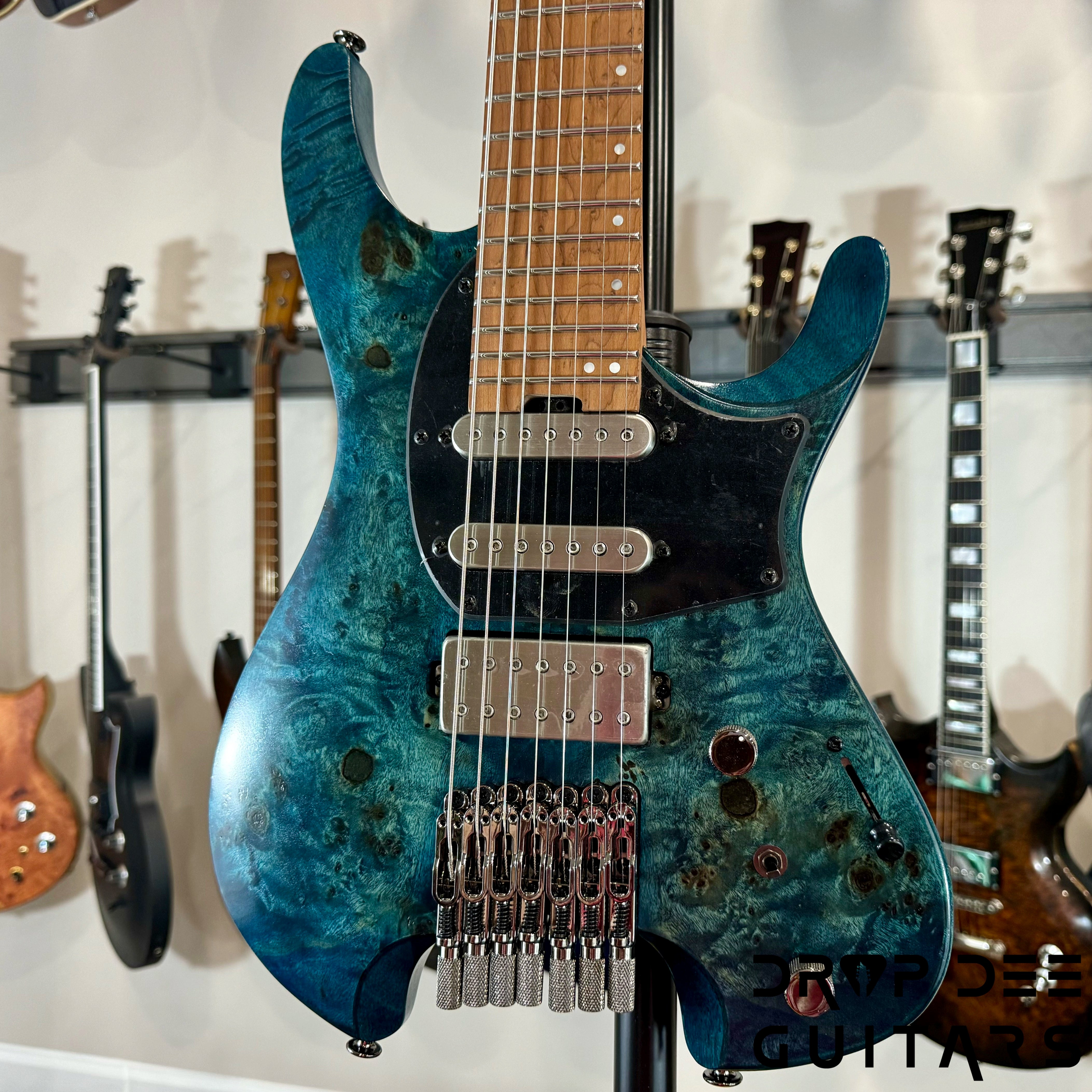Ibanez Quest Q547PB Headless 7-String Electric Guitar w/ Bag - Cosmic Blue Low Gloss