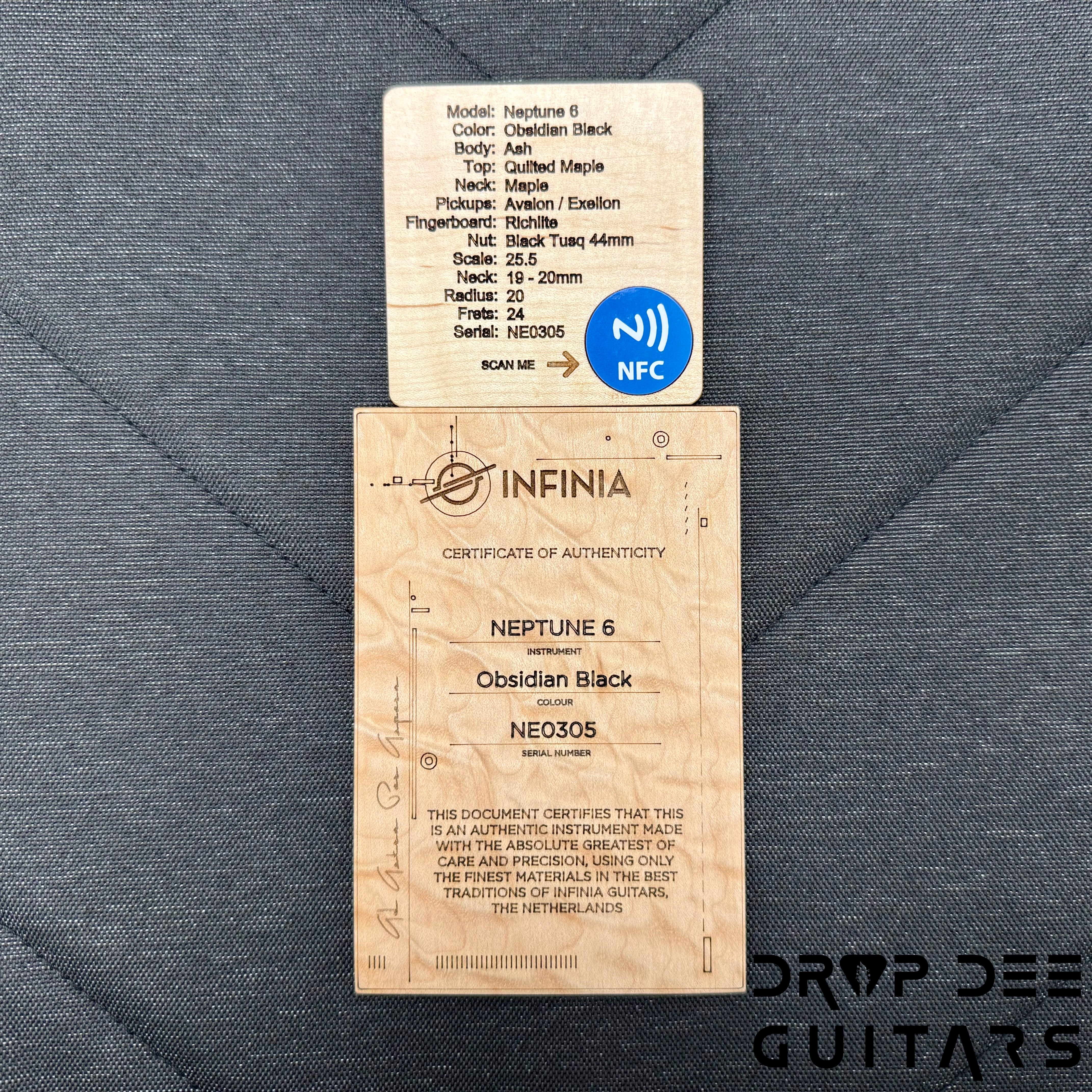 Infinia Neptune Headless Electric Guitar w/ Bag - Obsidian Black