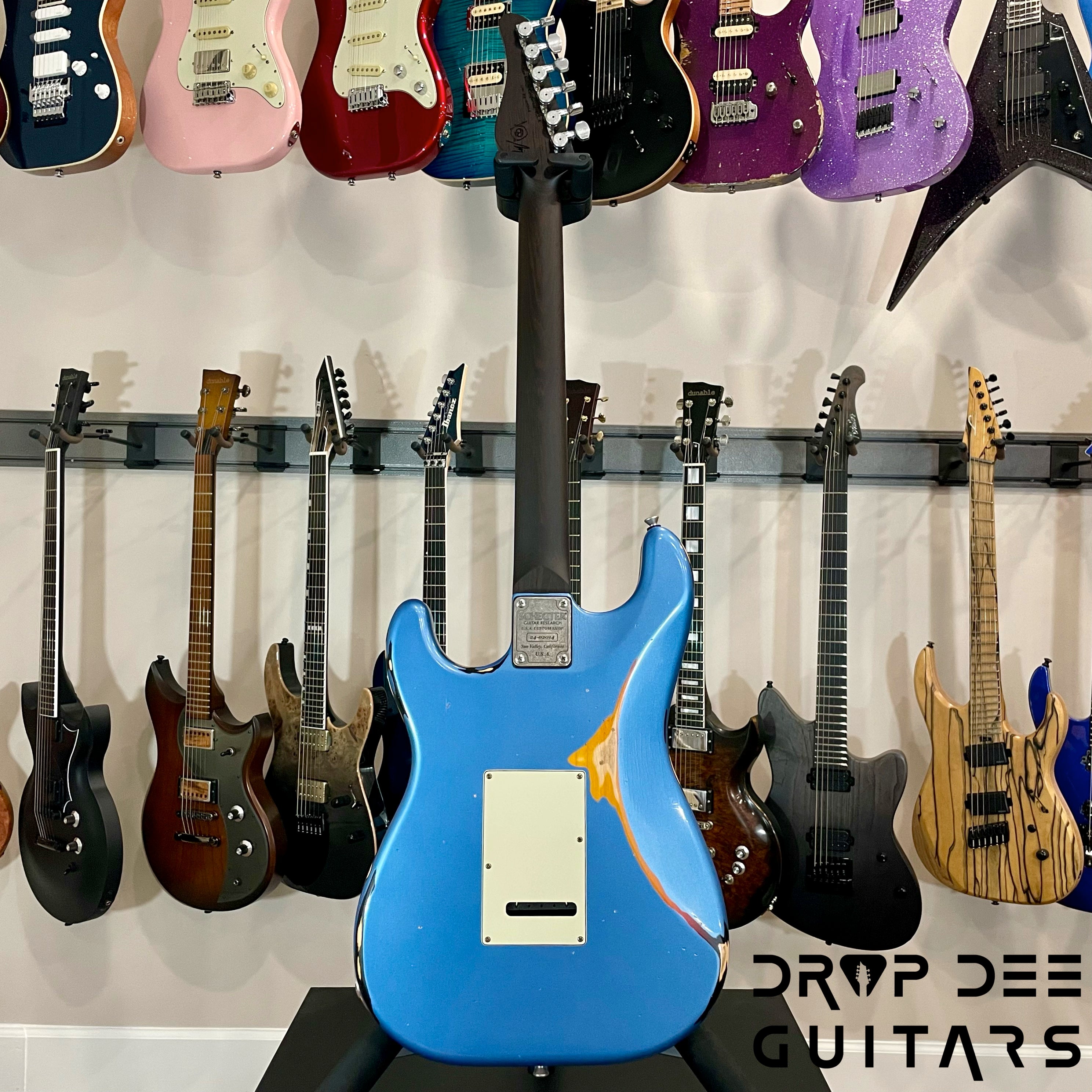 Schecter USA Custom Shop Nick Johnston Traditional Electric Guitar w/ Case - Lake Placid Blue over 3-Tone Sunburst (Heavy Relic)
