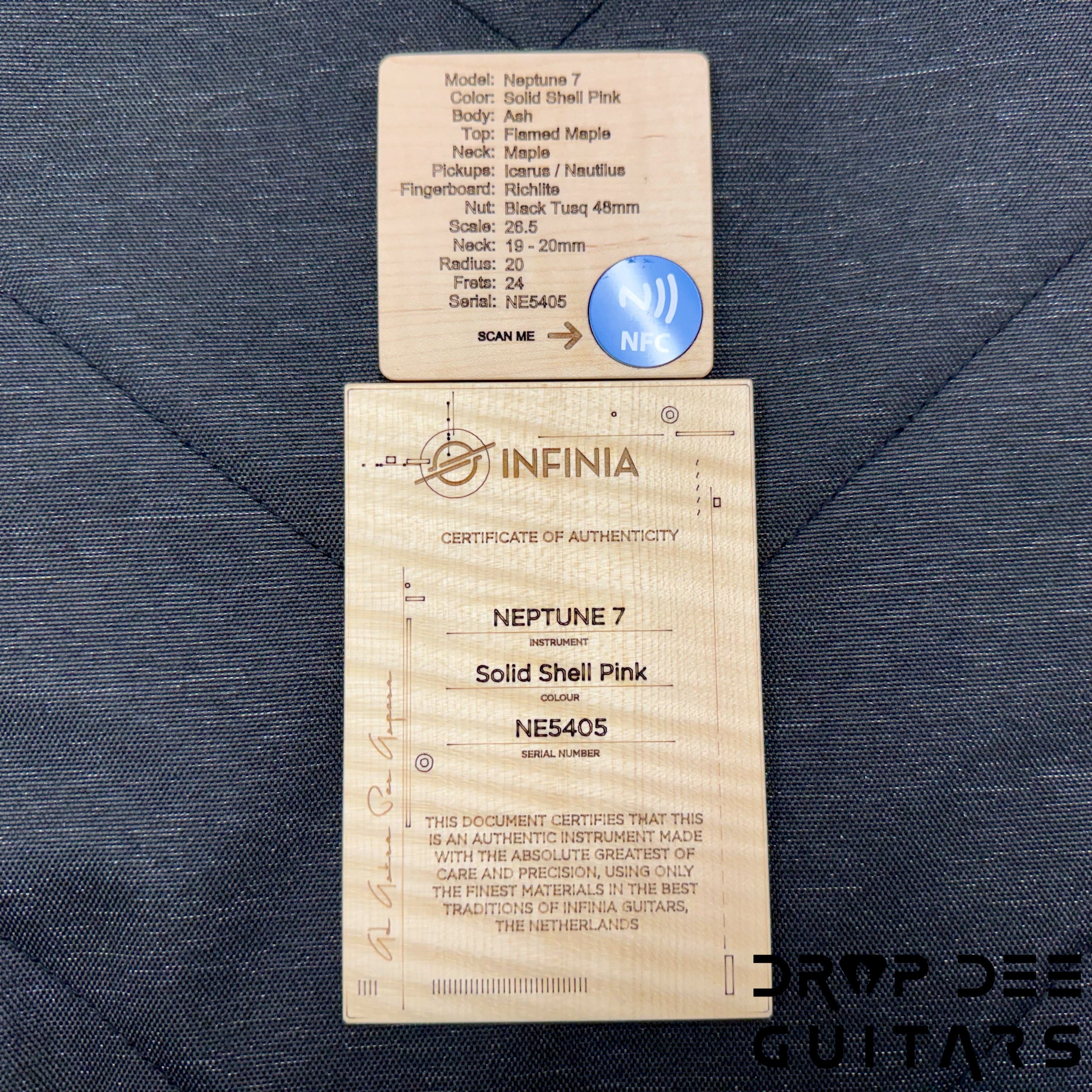 Infinia Neptune 7 Baritone Headless 7-String Electric Guitar w/ Bag - Shell Pink