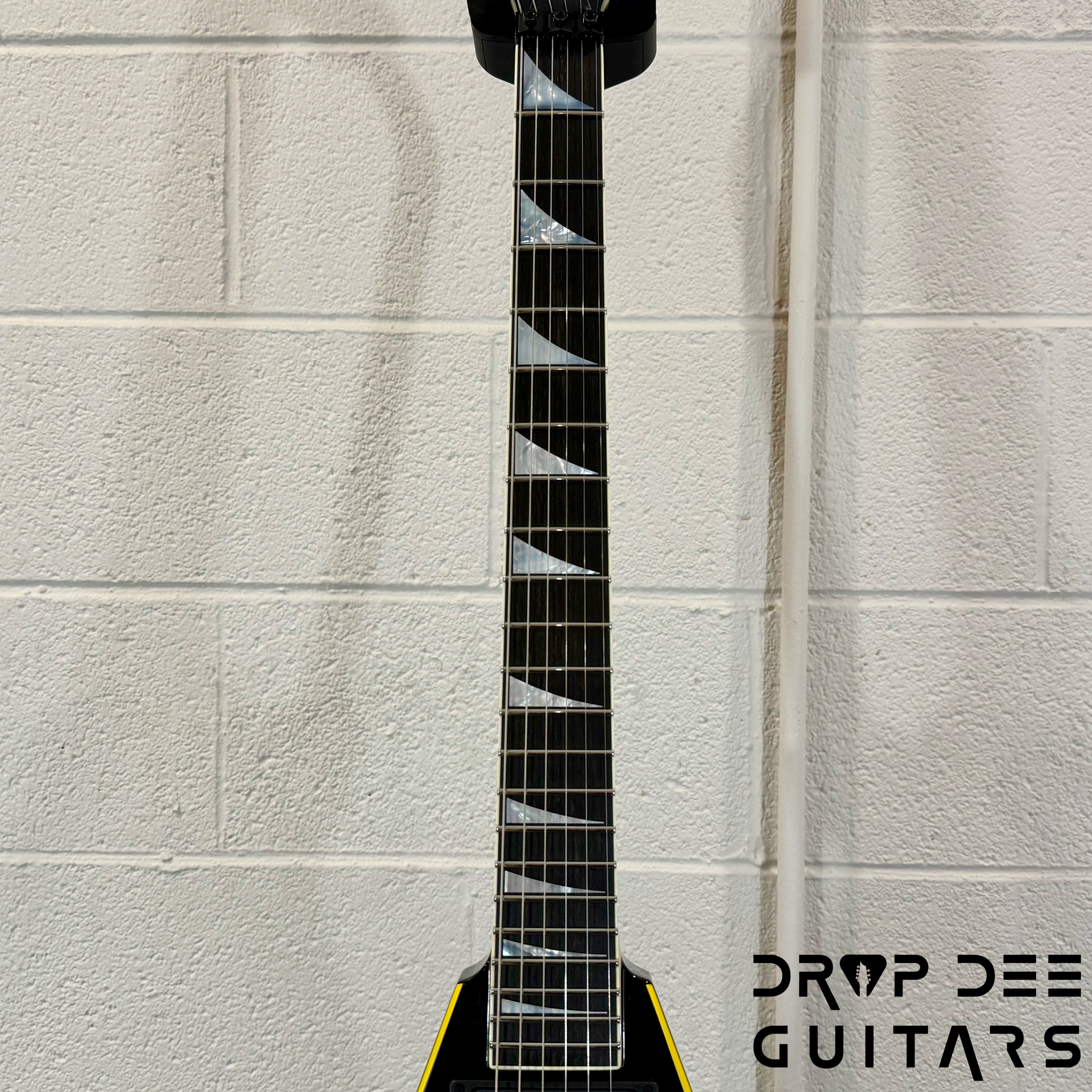 Jackson Custom Shop Randy Rhoads Electric Guitar w/ Case - Black w/ Yellow Pinstripes