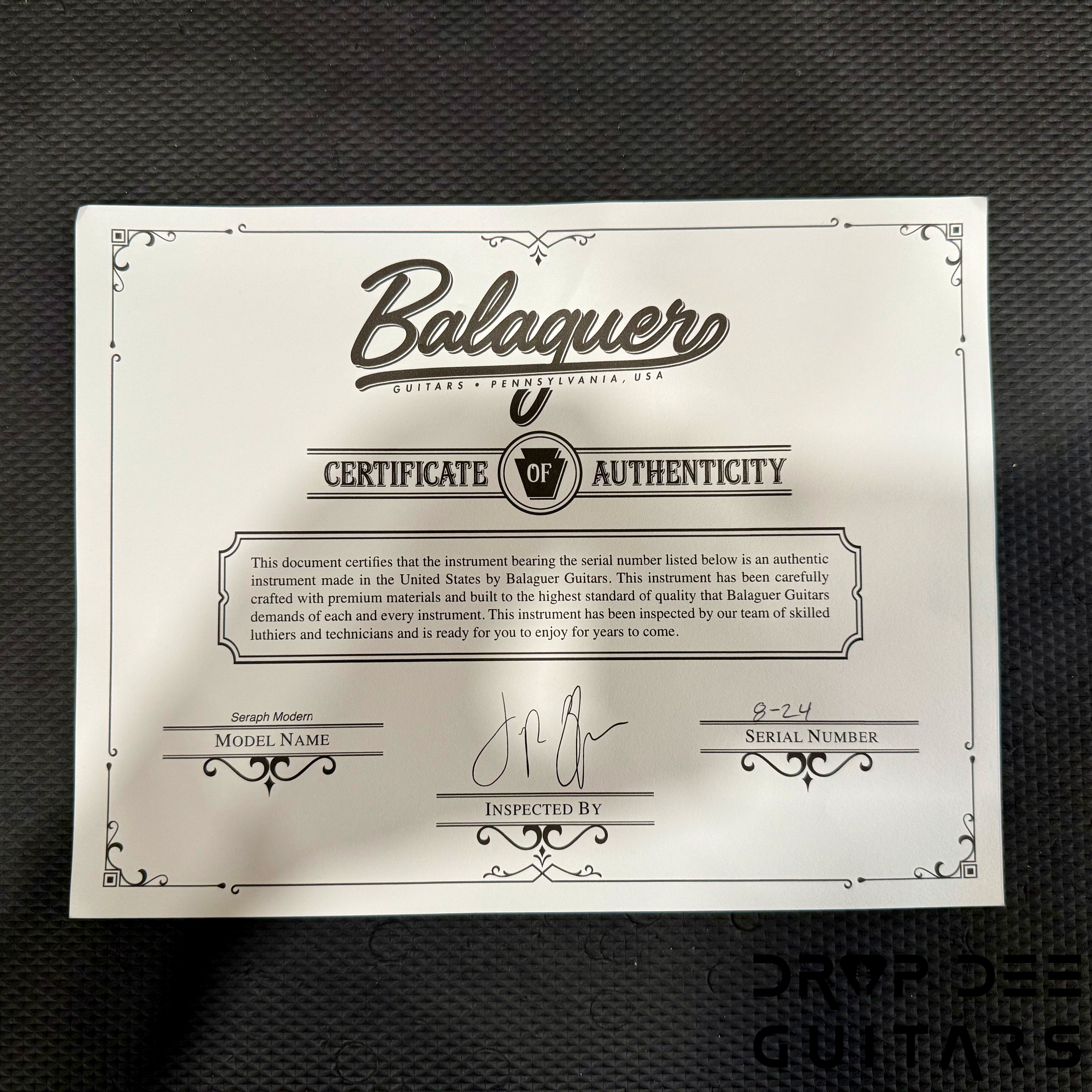 Balaguer USA Series Seraph Modern 7 Baritone 7-String Electric Guitar w/ Case (824) - Gloss Metallic Rose Gold