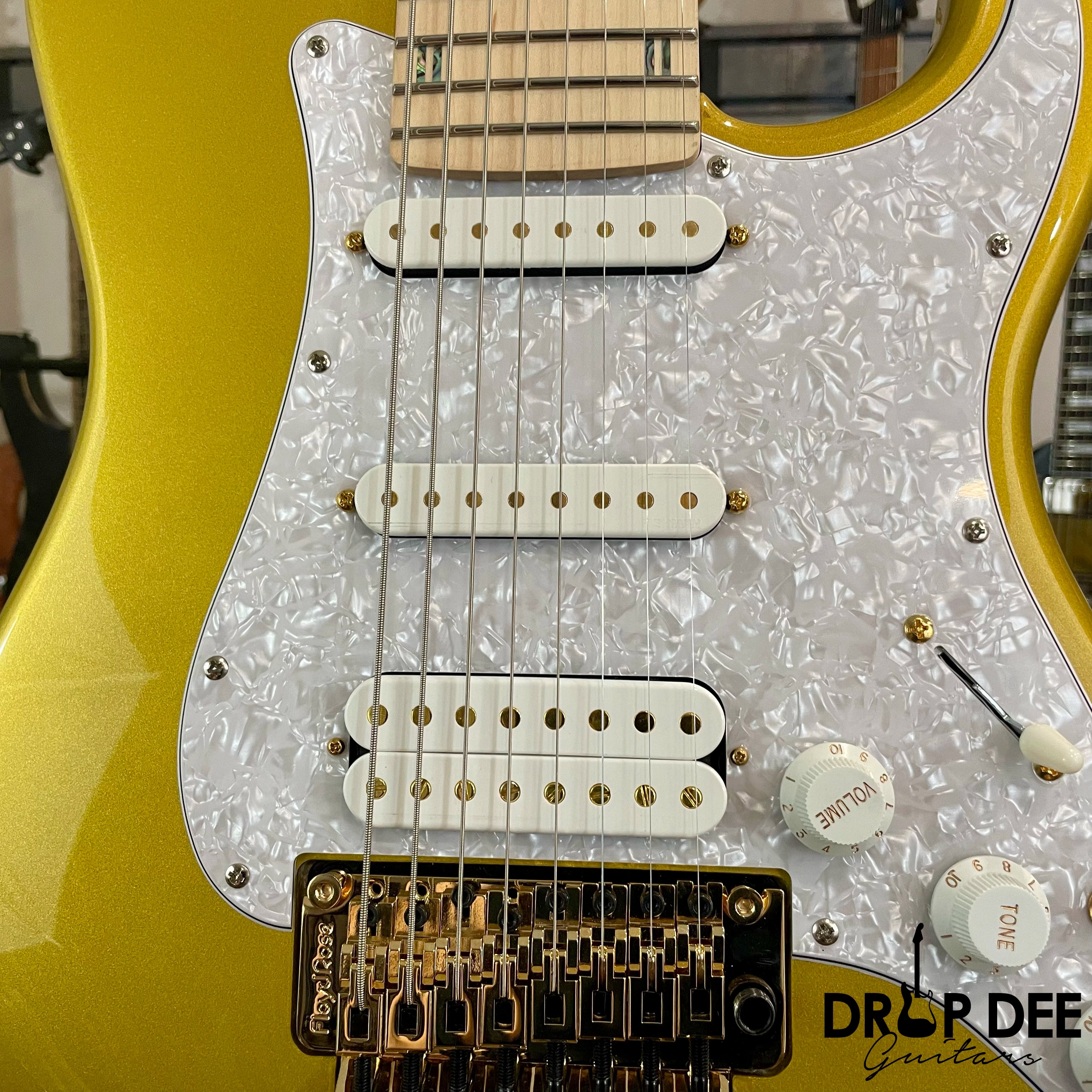 ESP LTD Javier Reyes Signature JRV-8 Baritone 8-String Electric Guitar w/ Case - Metallic Gold