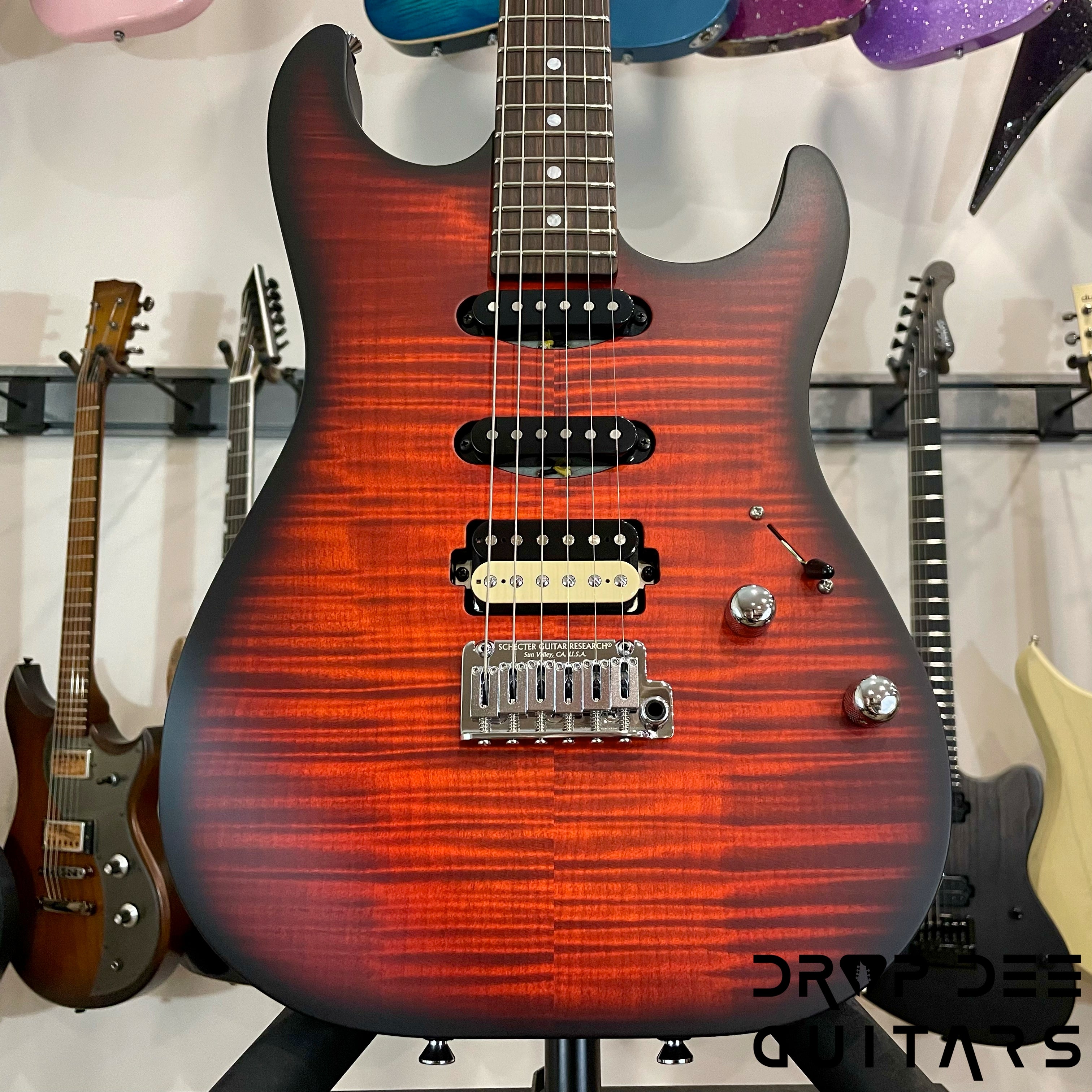 Schecter USA Custom Shop Sunset Custom-II HSS Electric Guitar w/ Case - Tiger Eye Satin