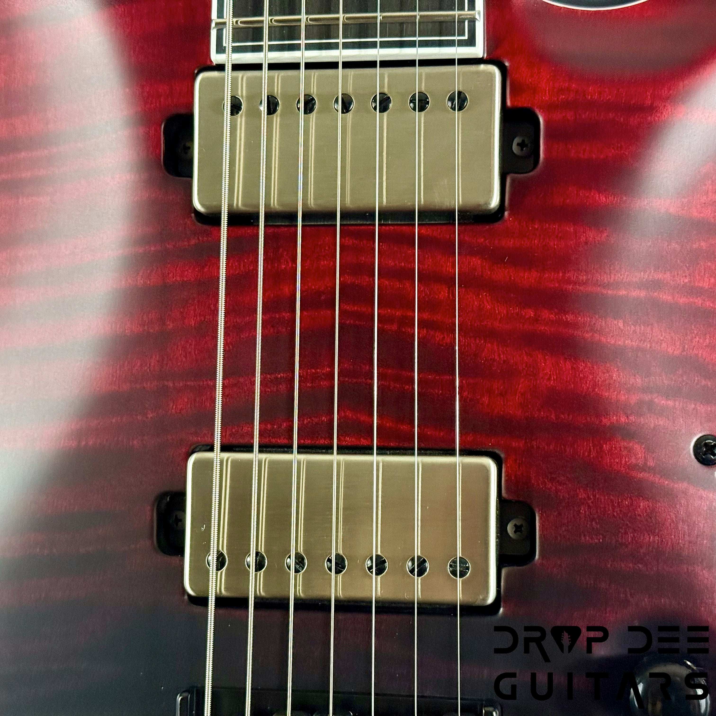 Mayones Regius Core 7 B27 Baritone 7-String Electric Guitar w/ Case - Custom Red to Black Horizon