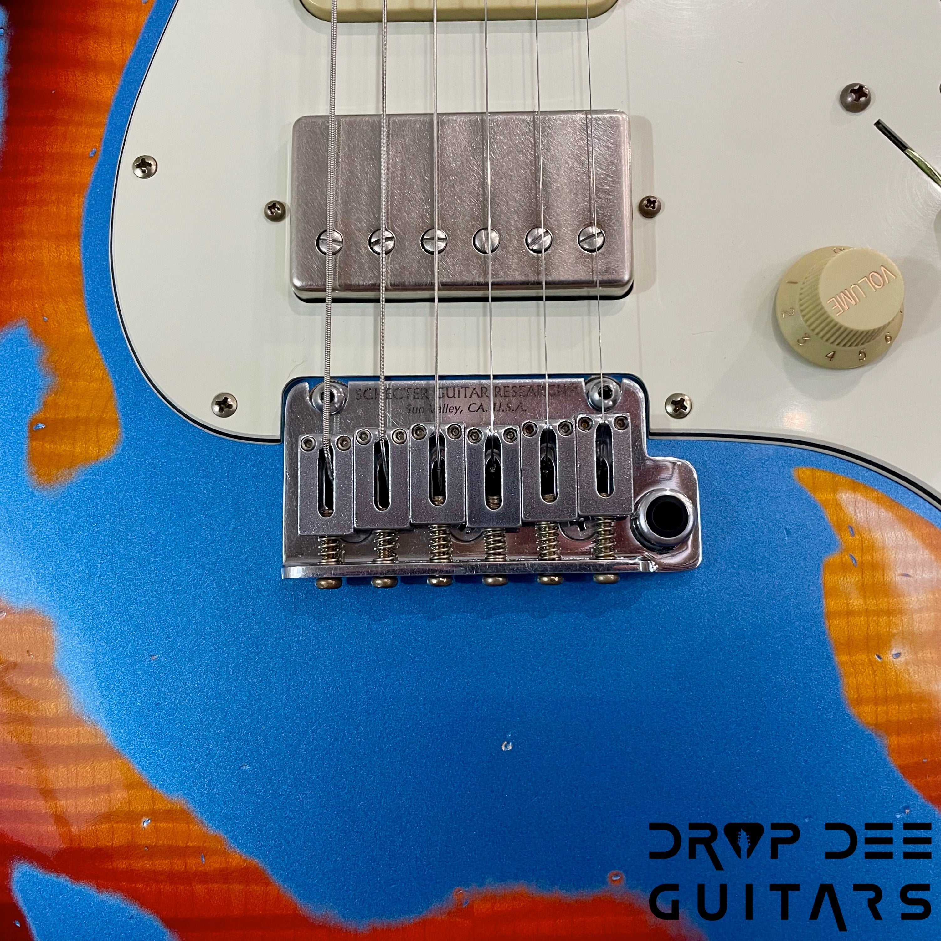 Schecter USA Custom Shop Nick Johnston Traditional Electric Guitar w/ Case - Lake Placid Blue over 3-Tone Sunburst (Heavy Relic)