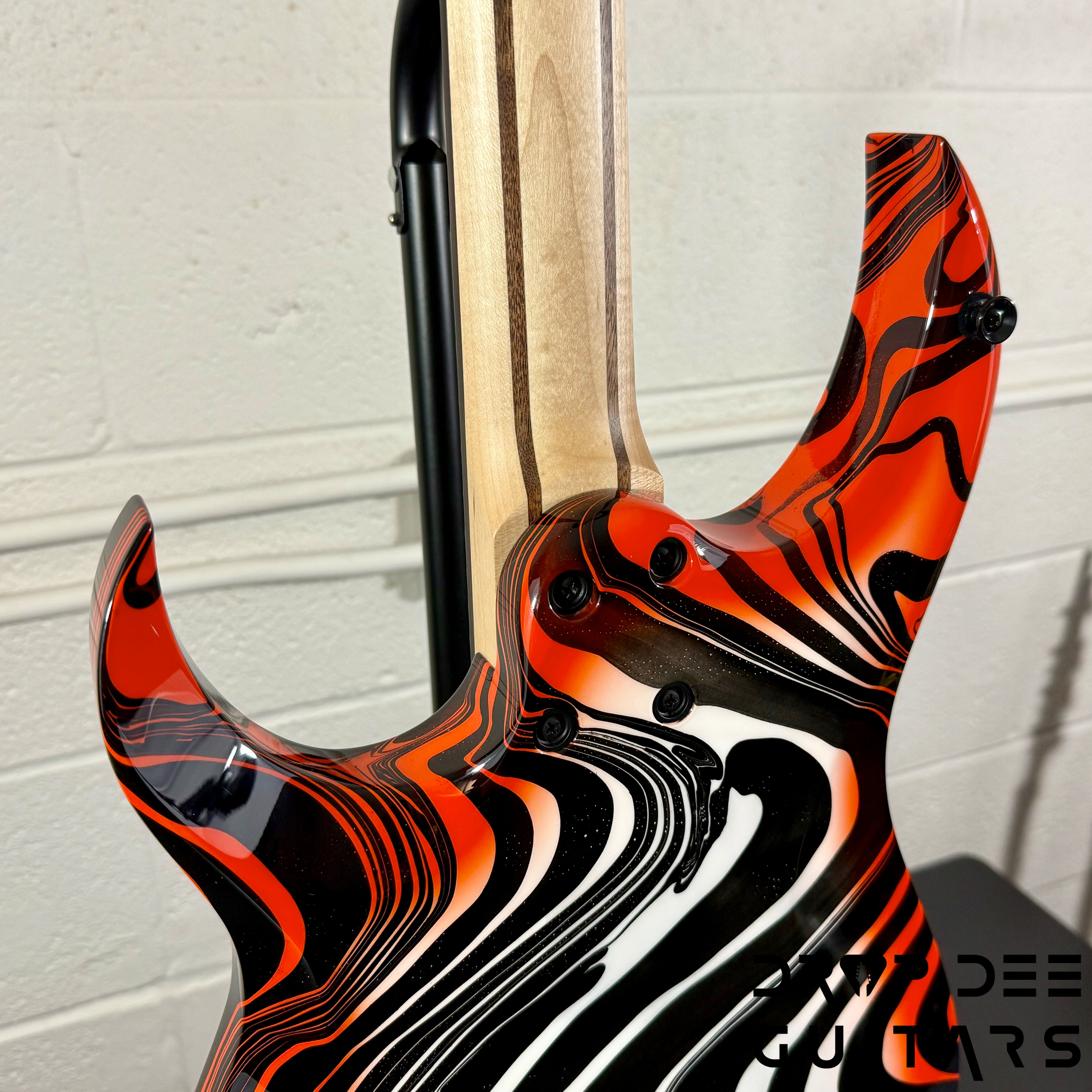 Schecter Custom Shop Sunset Extreme 6 Electric Guitar w/ Case - Black & White Swirl w/ Orange Burst