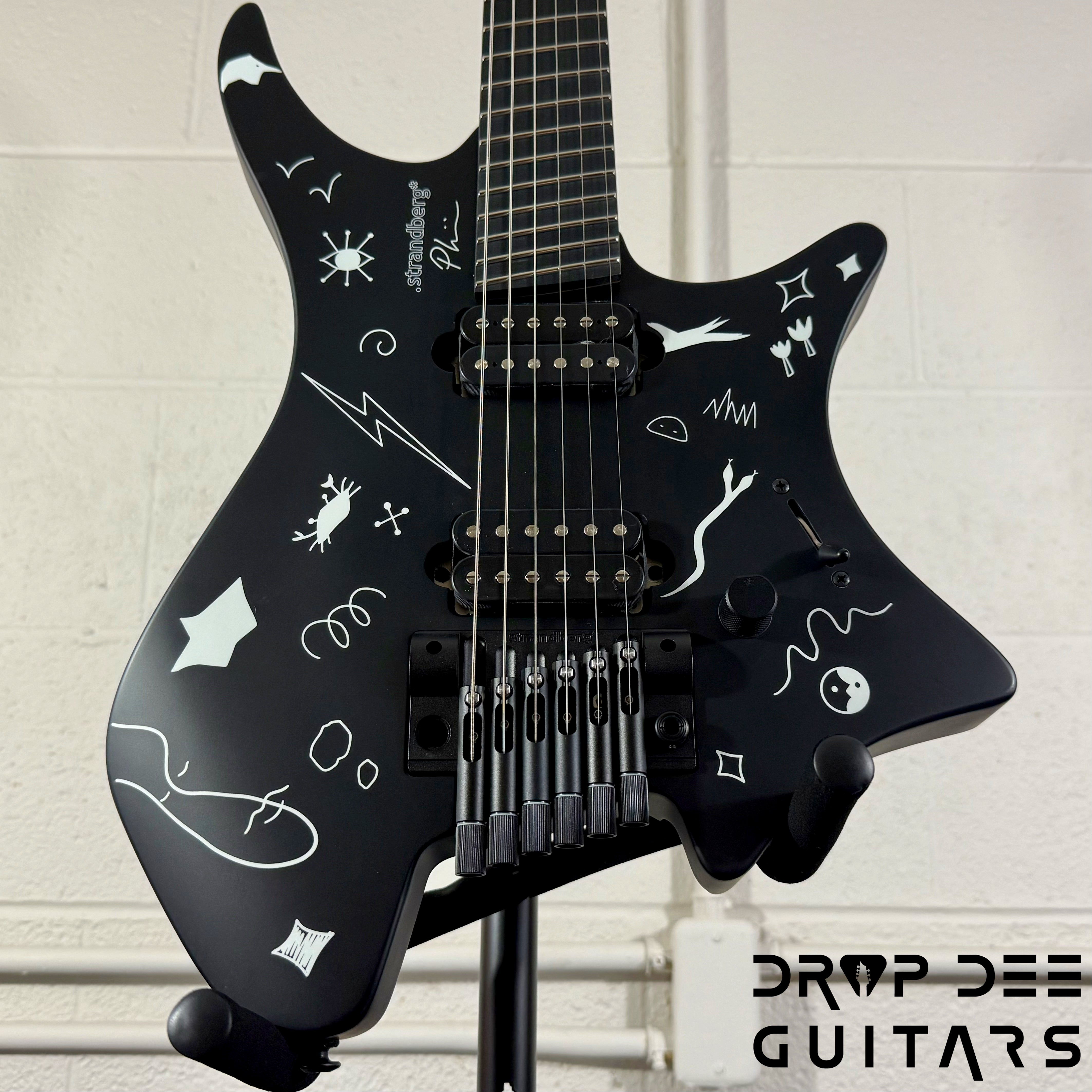 Strandberg Boden Standard NX 6 Plini Edition Mirage Multiscale Headless Electric Guitar w/ Bag - Black Granite Satin Acrylic with custom Plini Mirage glow-in-the-dark graphics