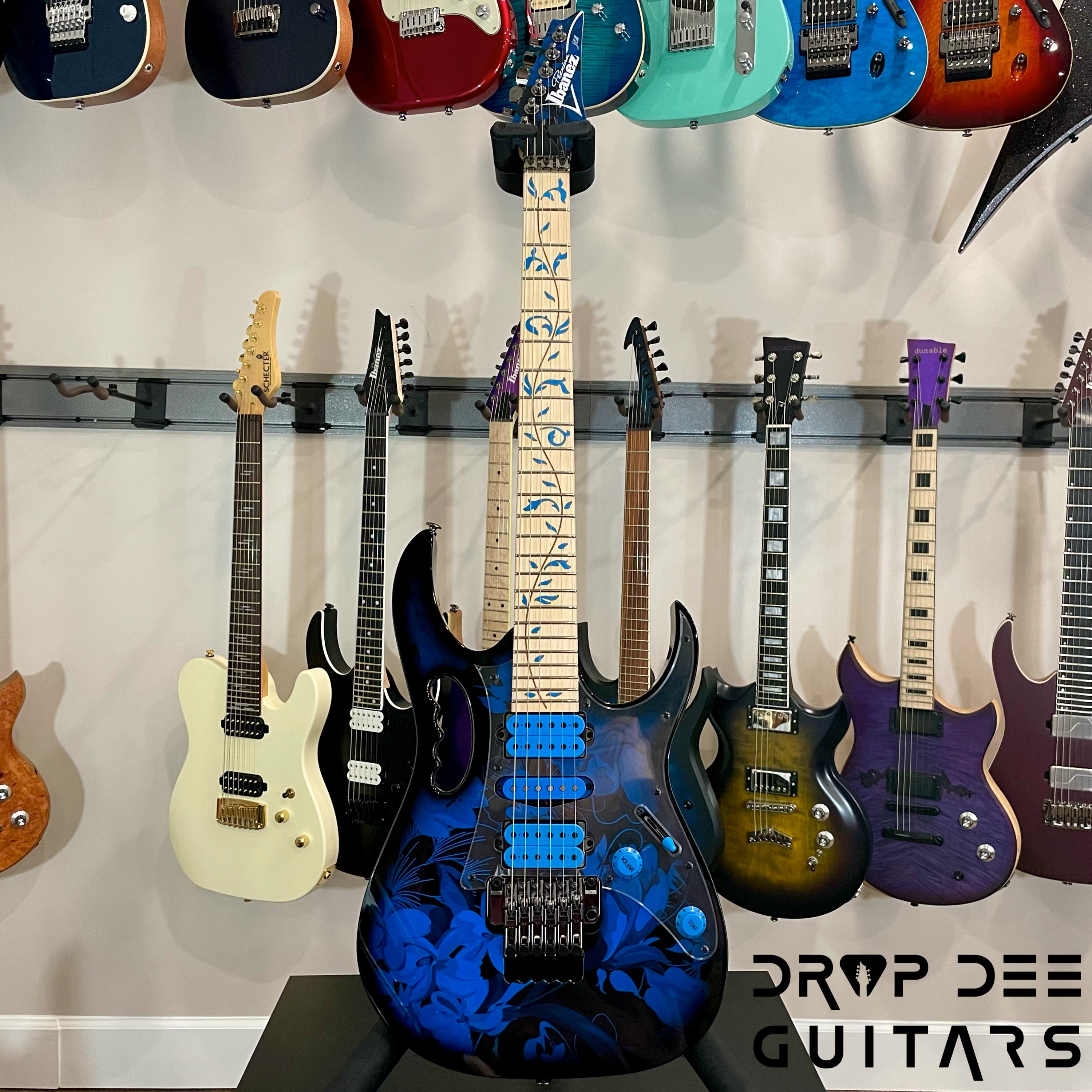Ibanez Premium JEM77P Steve Vai Signature Electric Guitar w/ Bag - Blue Floral Pattern