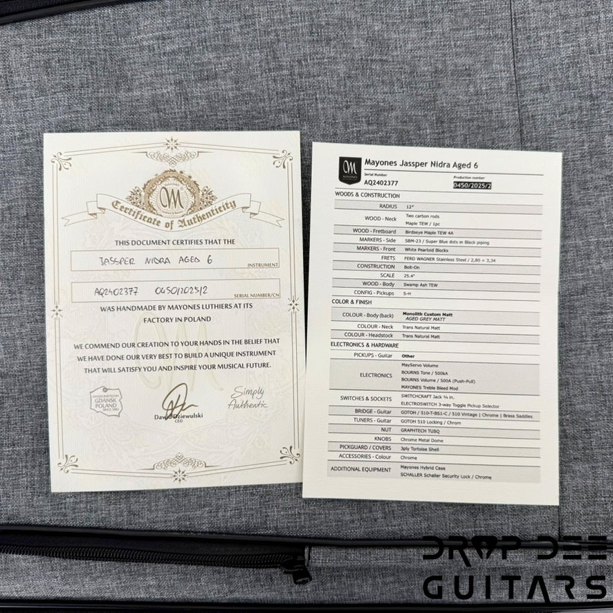 Mayones Jakub Żytecki Signature Jassper Nidra Aged 6 Electric Guitar w/ Case - Monolith Grey