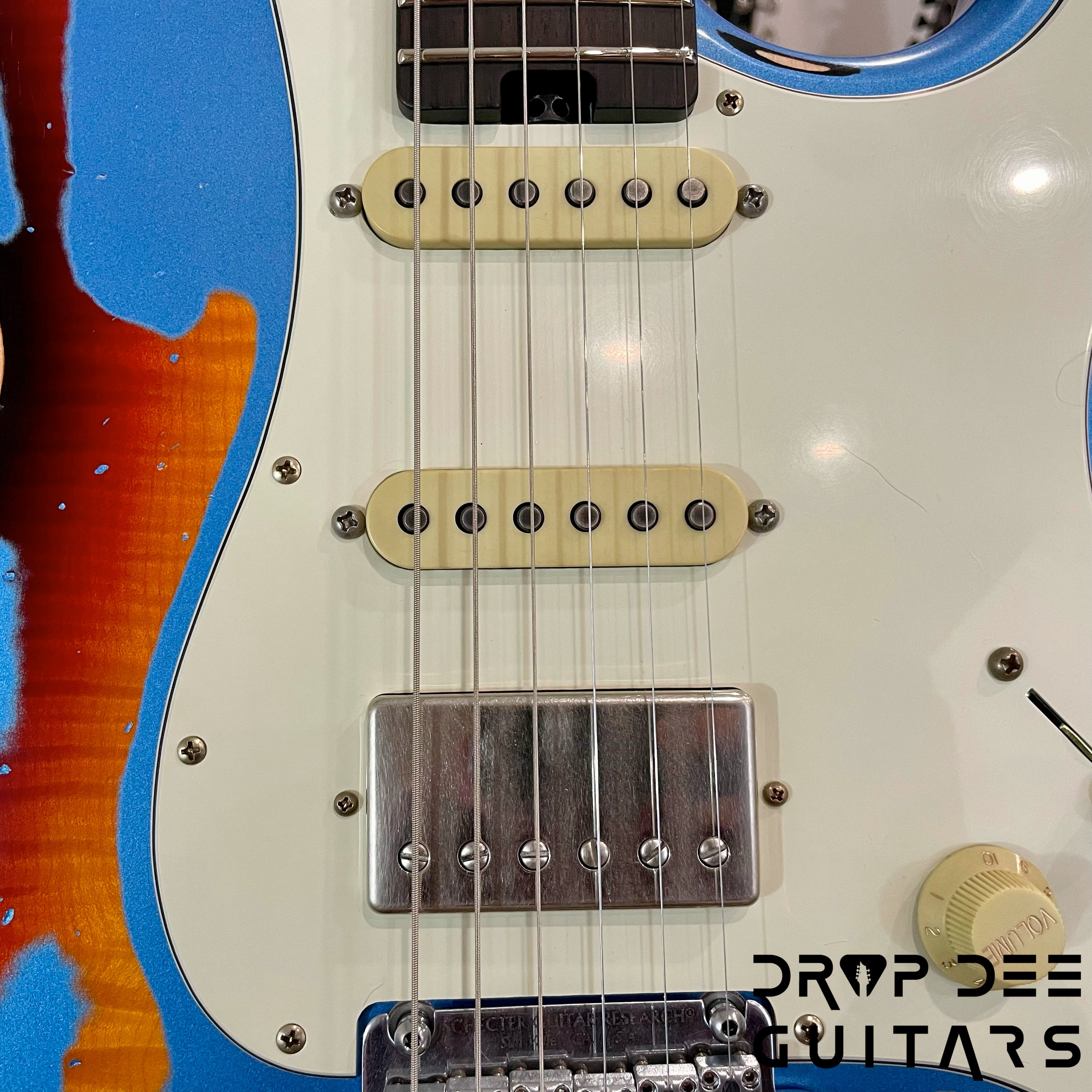 Schecter USA Custom Shop Nick Johnston Traditional Electric Guitar w/ Case - Lake Placid Blue over 3-Tone Sunburst (Heavy Relic)