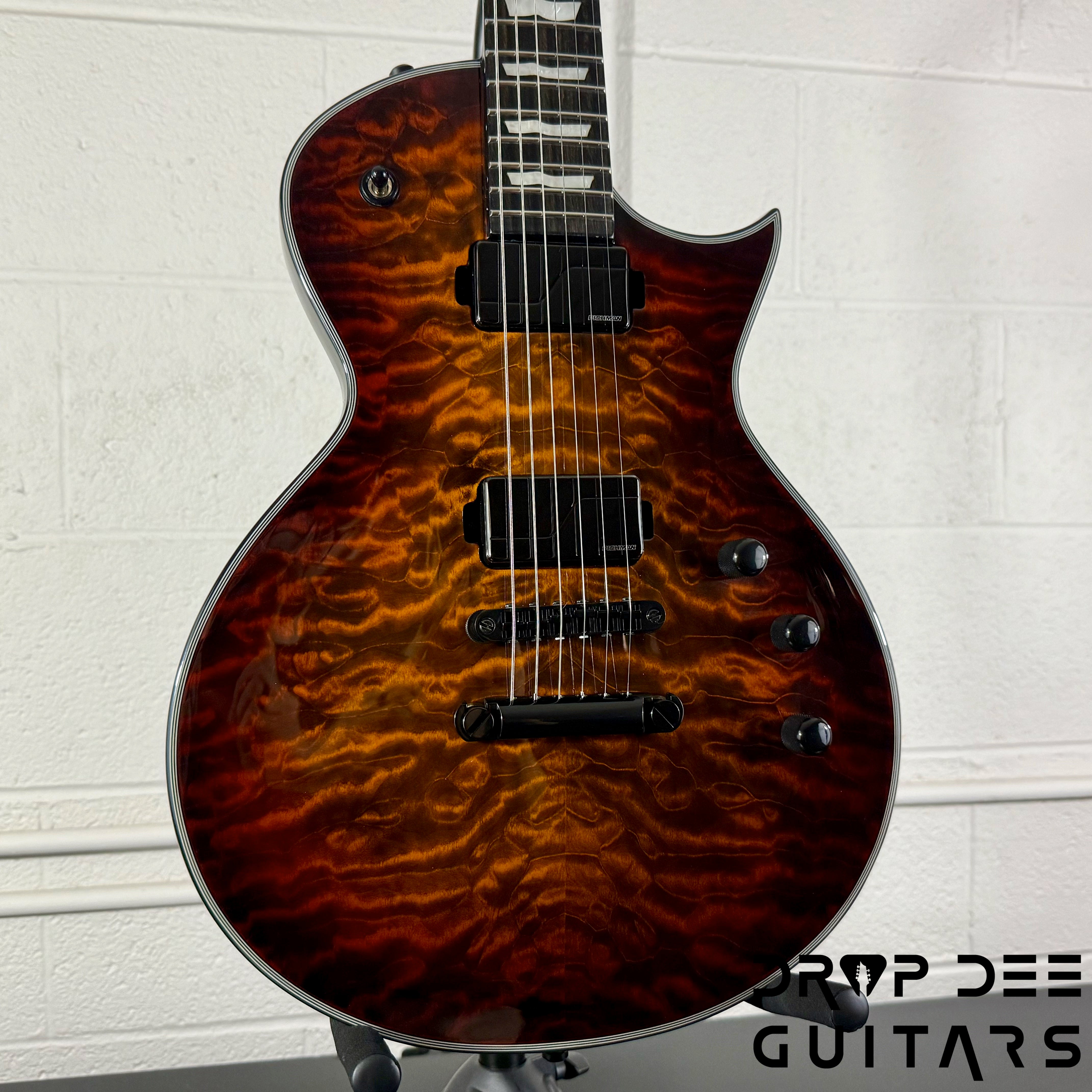 ESP E-II Eclipse QM Electric Guitar/ Case - Tiger Eye Sunburst