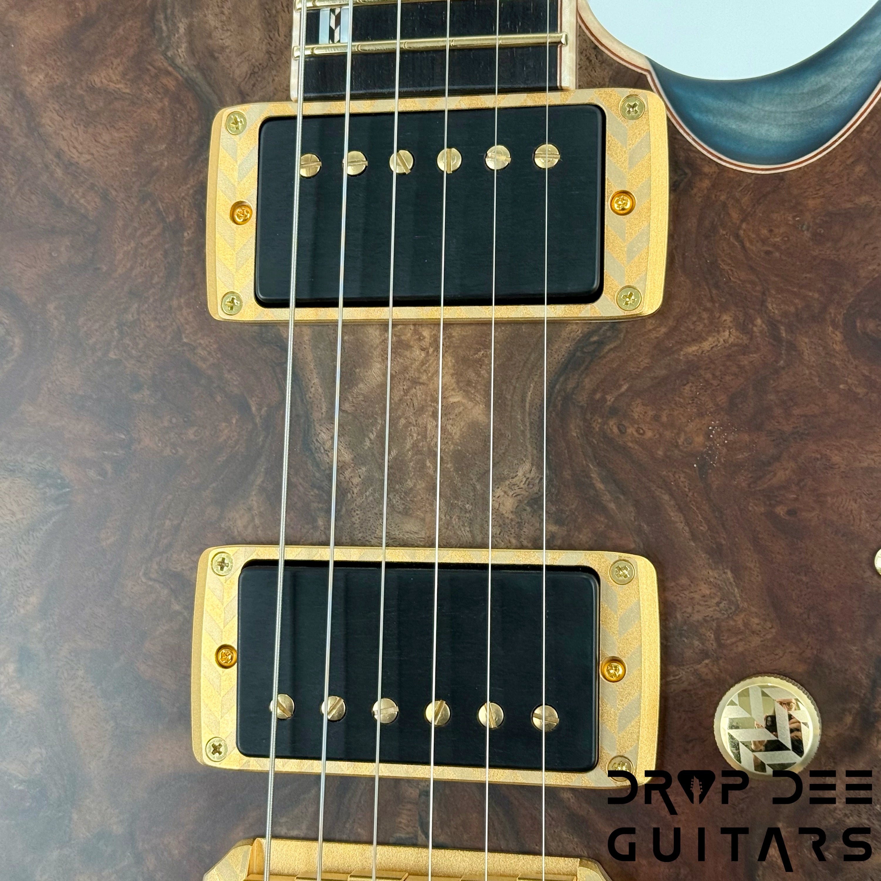 ESP Exhibition Limited M-II CTM NT Electric Guitar w/ Case - Natural w/ Dark Blue Burst