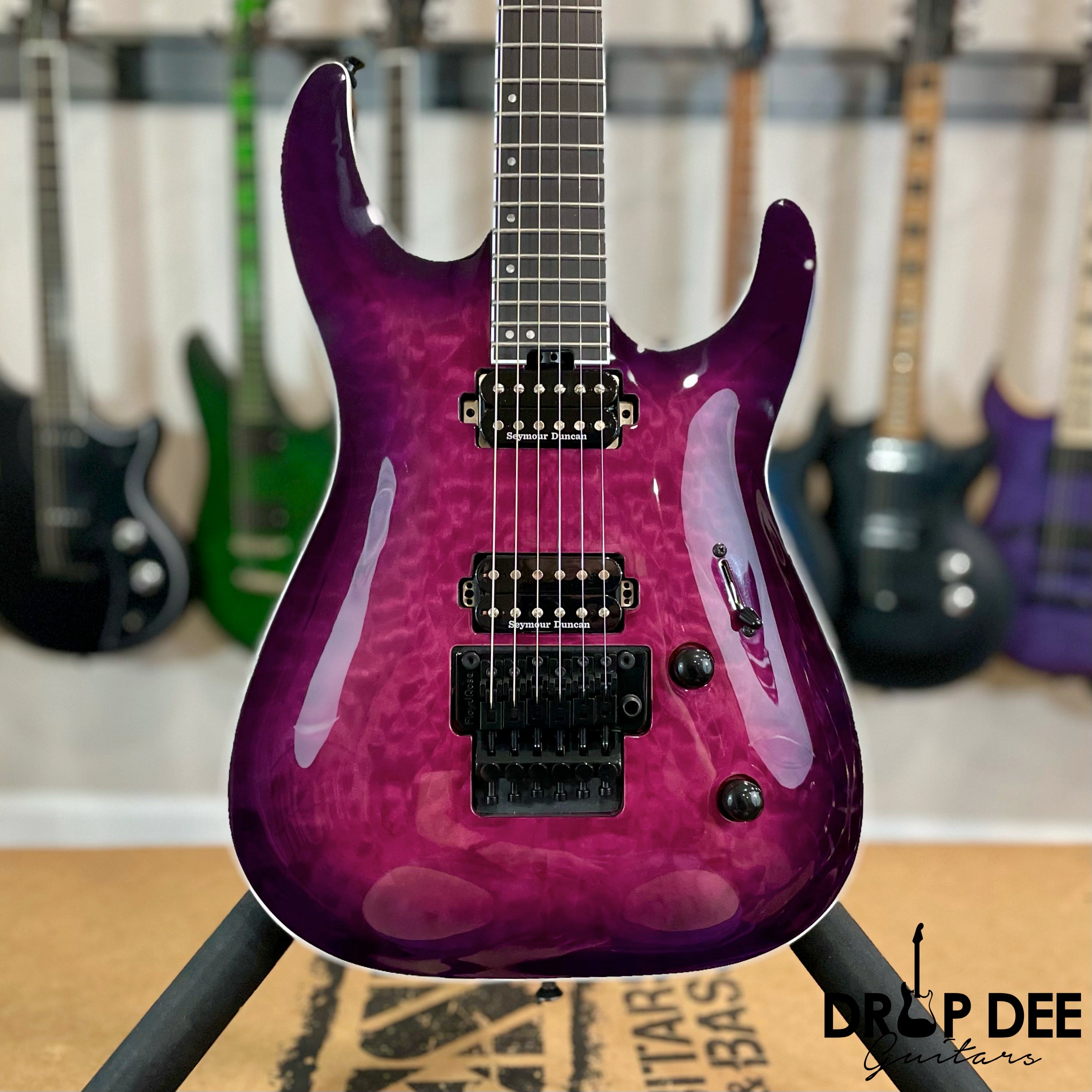 Jackson Pro Plus Series Dinky DKAQ Electric Guitar w/ Bag - Transparent Purple Burst