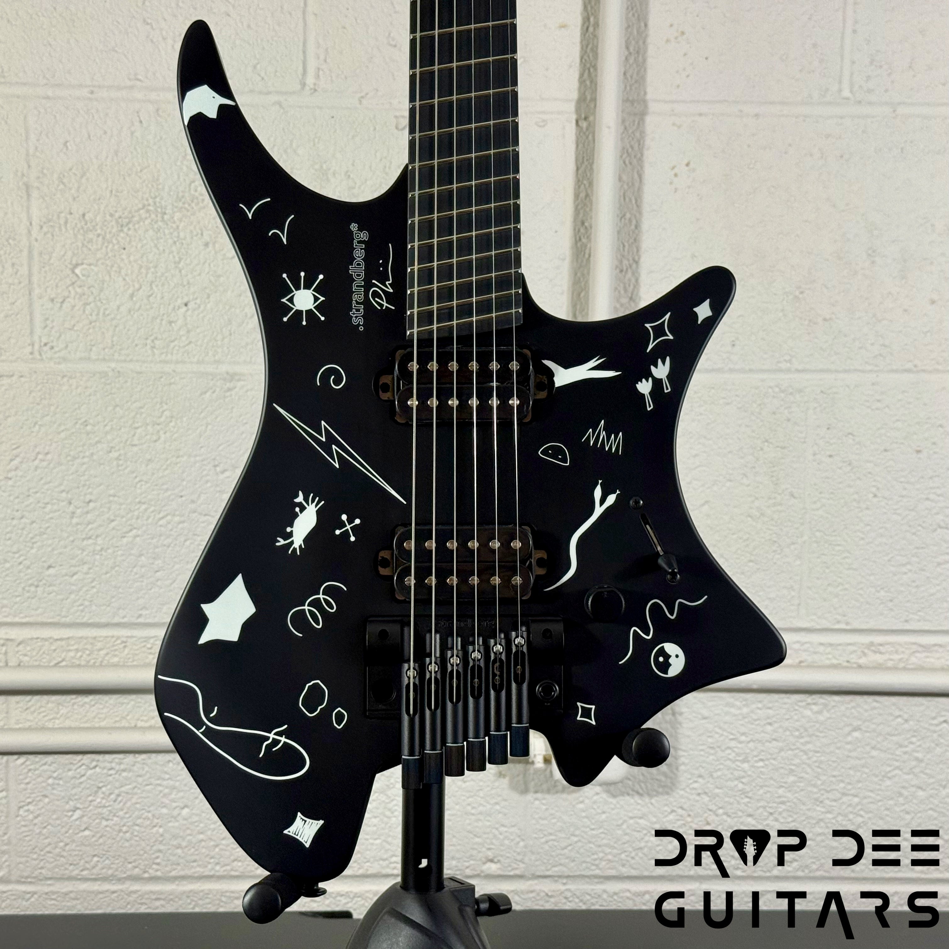 Strandberg Boden Standard NX 6 Plini Edition Mirage Multiscale Headless Electric Guitar w/ Bag - Black Granite Satin Acrylic with custom Plini Mirage glow-in-the-dark graphics