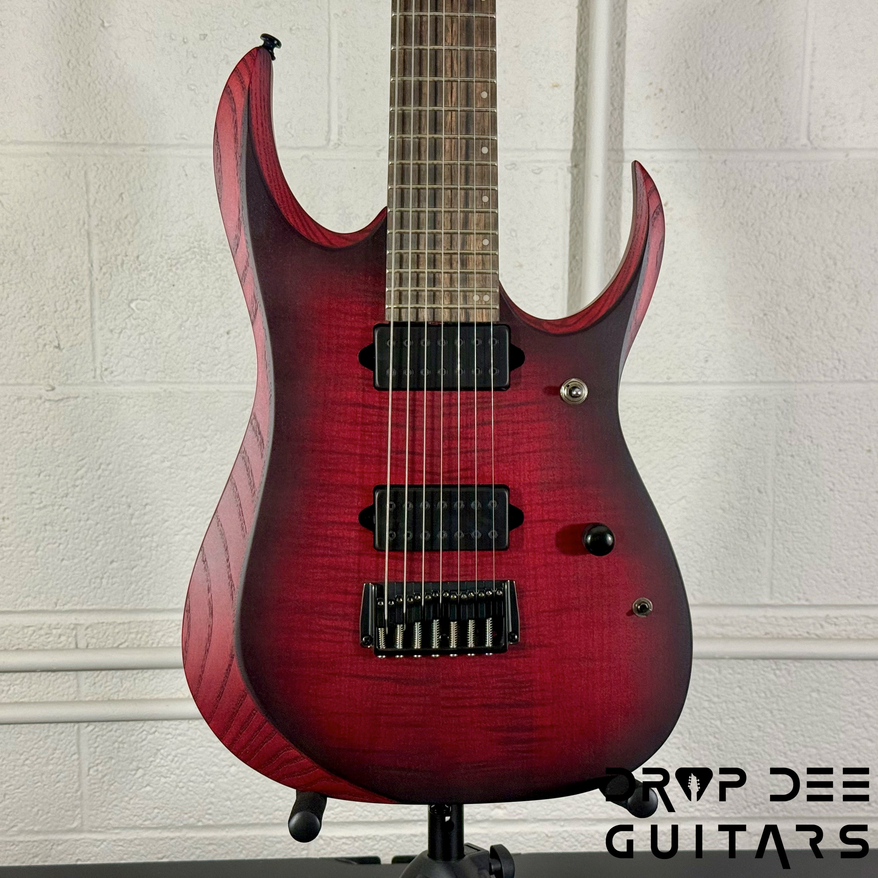 Ibanez Standard RGD721FA Baritone 7-String Electric Guitar - Stained Wine Red Burst Flat