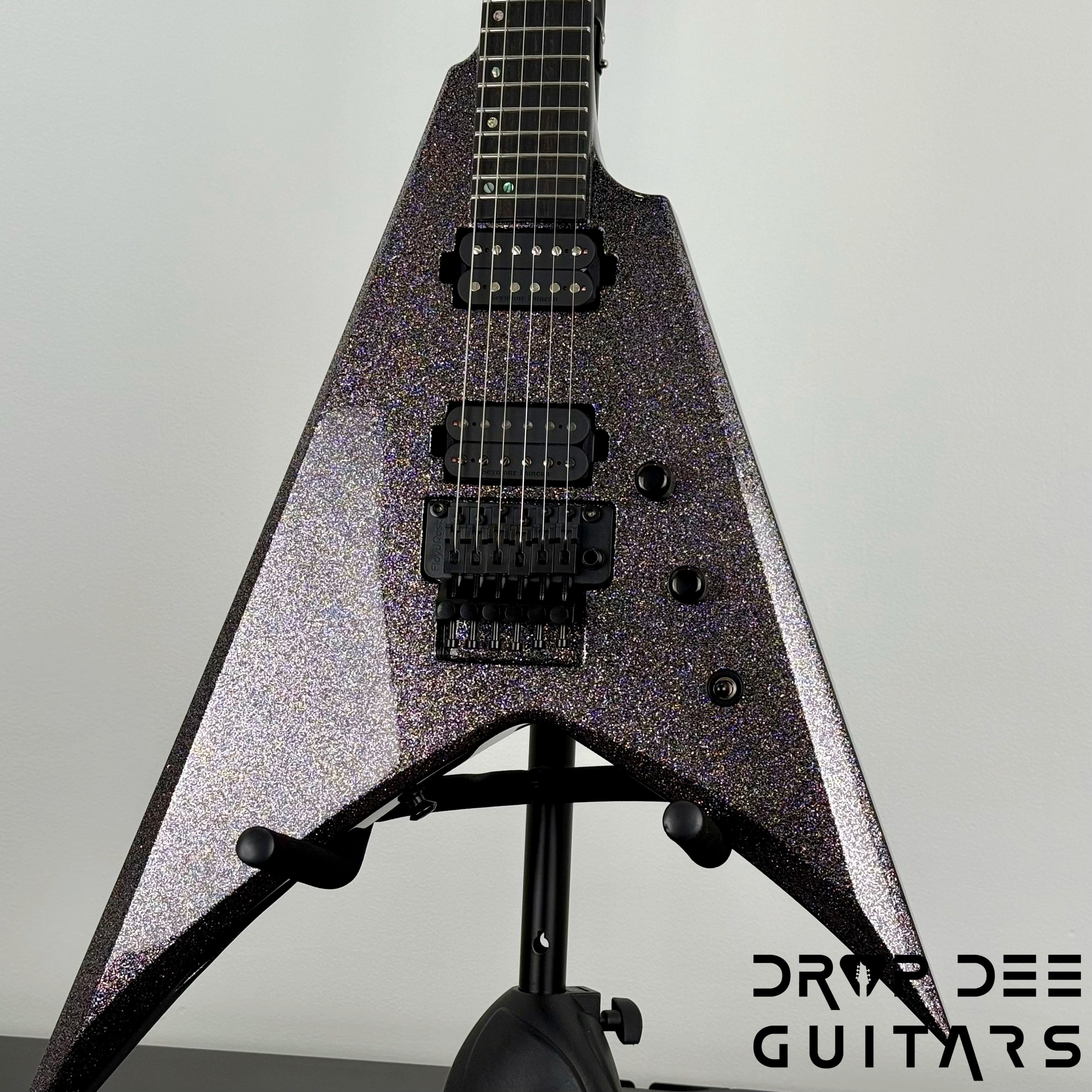 ESP USA V-II FR Electric Guitar w/ Case - Black Sparkle