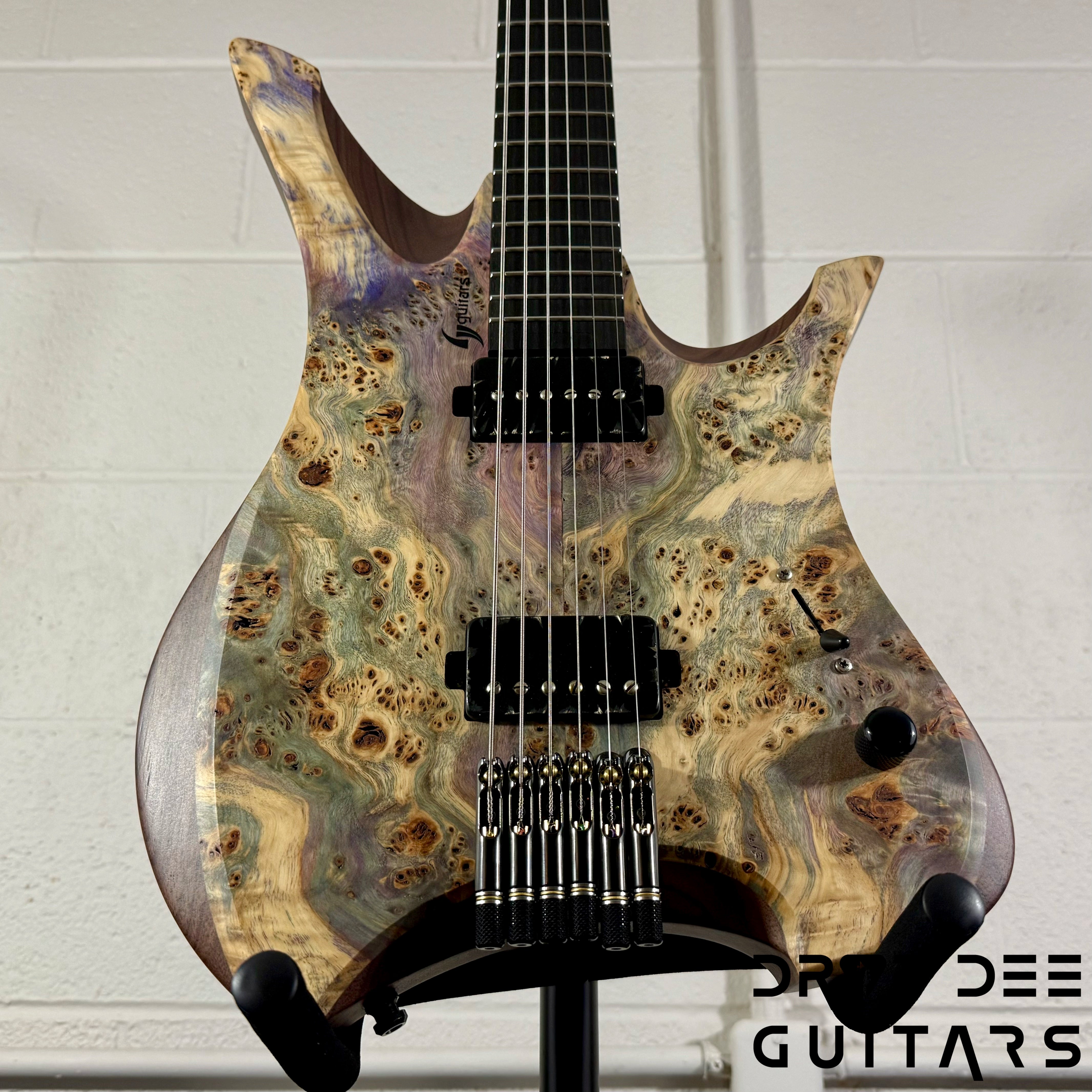 GV Guitars Syrius Headless Baritone Electric Guitar w/ Case - Natural