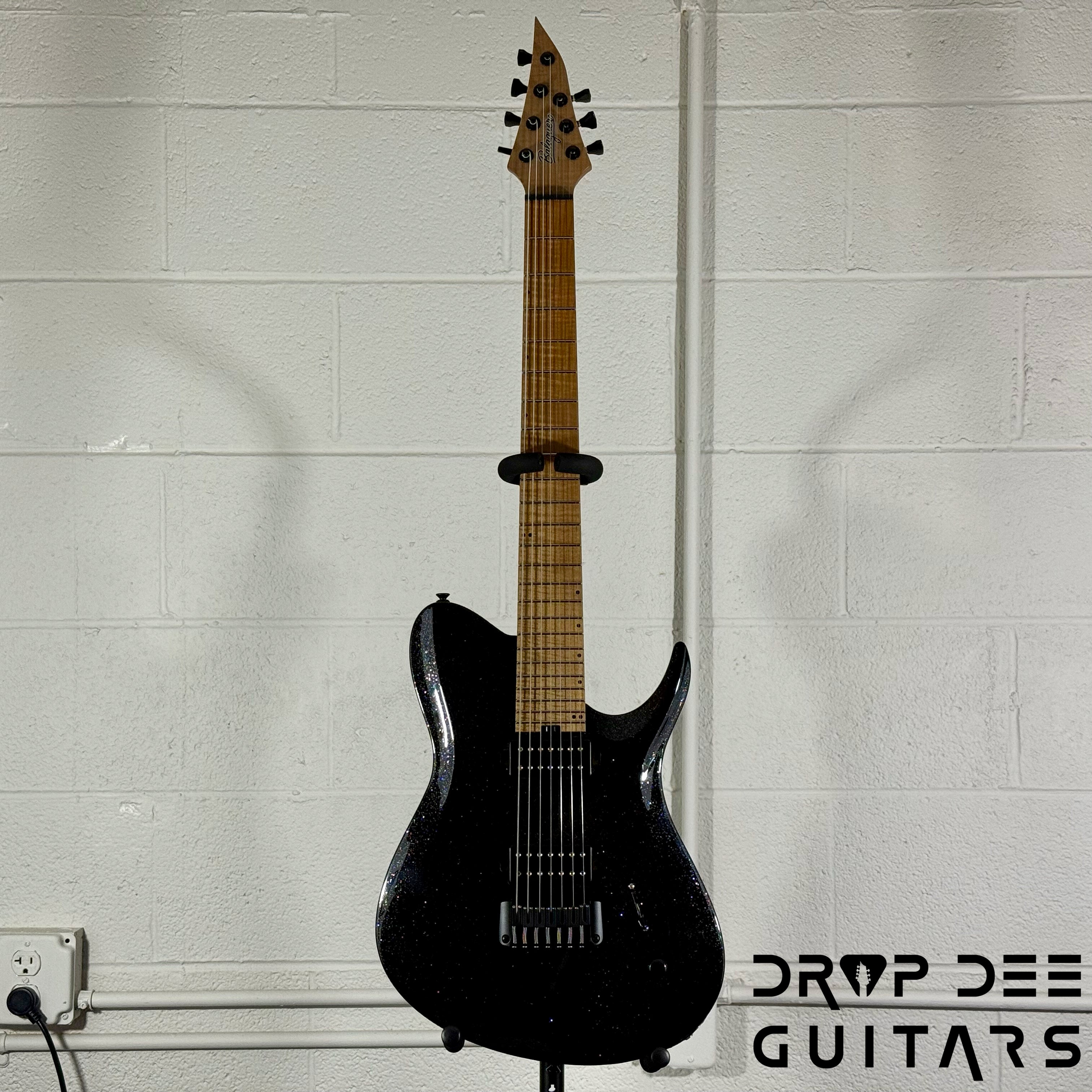 Balaguer USA Series Seraph Modern 7 Baritone 7-String Electric Guitar w/ Case (1024) - Gloss Metallic Black