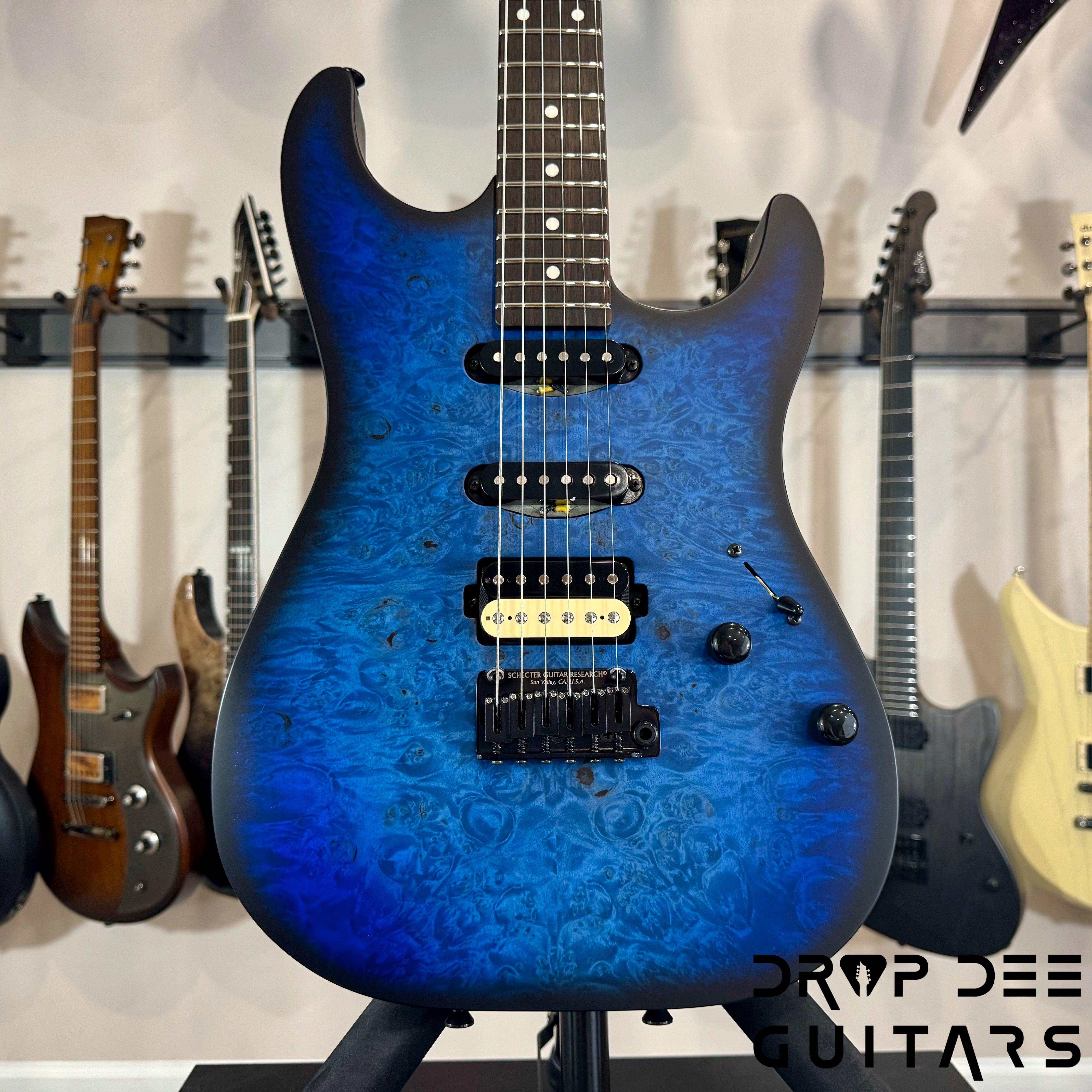 Schecter USA Custom Shop Sunset Custom-II HSS Electric Guitar w/ Case - Ocean Blue Burst Satin
