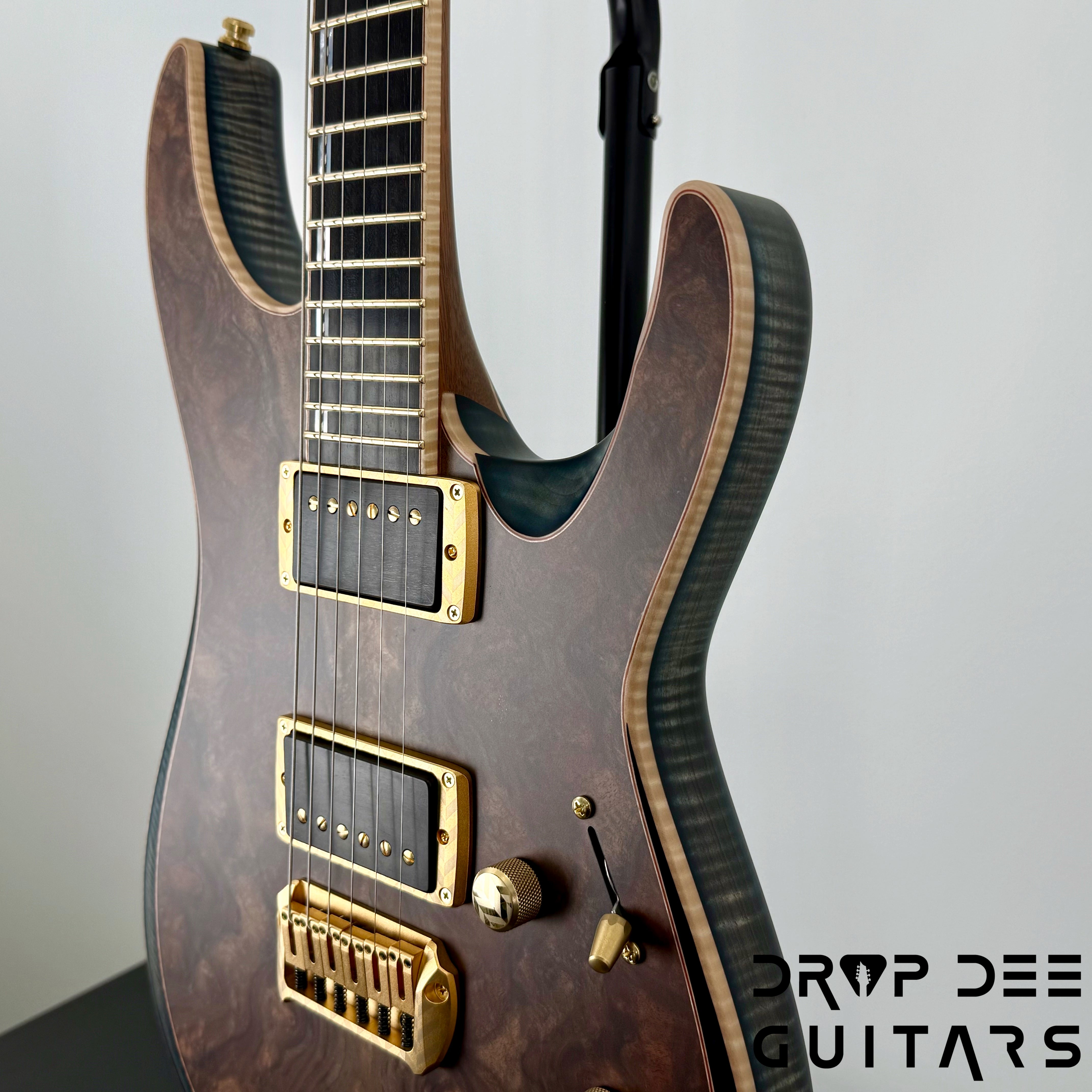 ESP Exhibition Limited M-II CTM NT Electric Guitar w/ Case - Natural w/ Dark Blue Burst