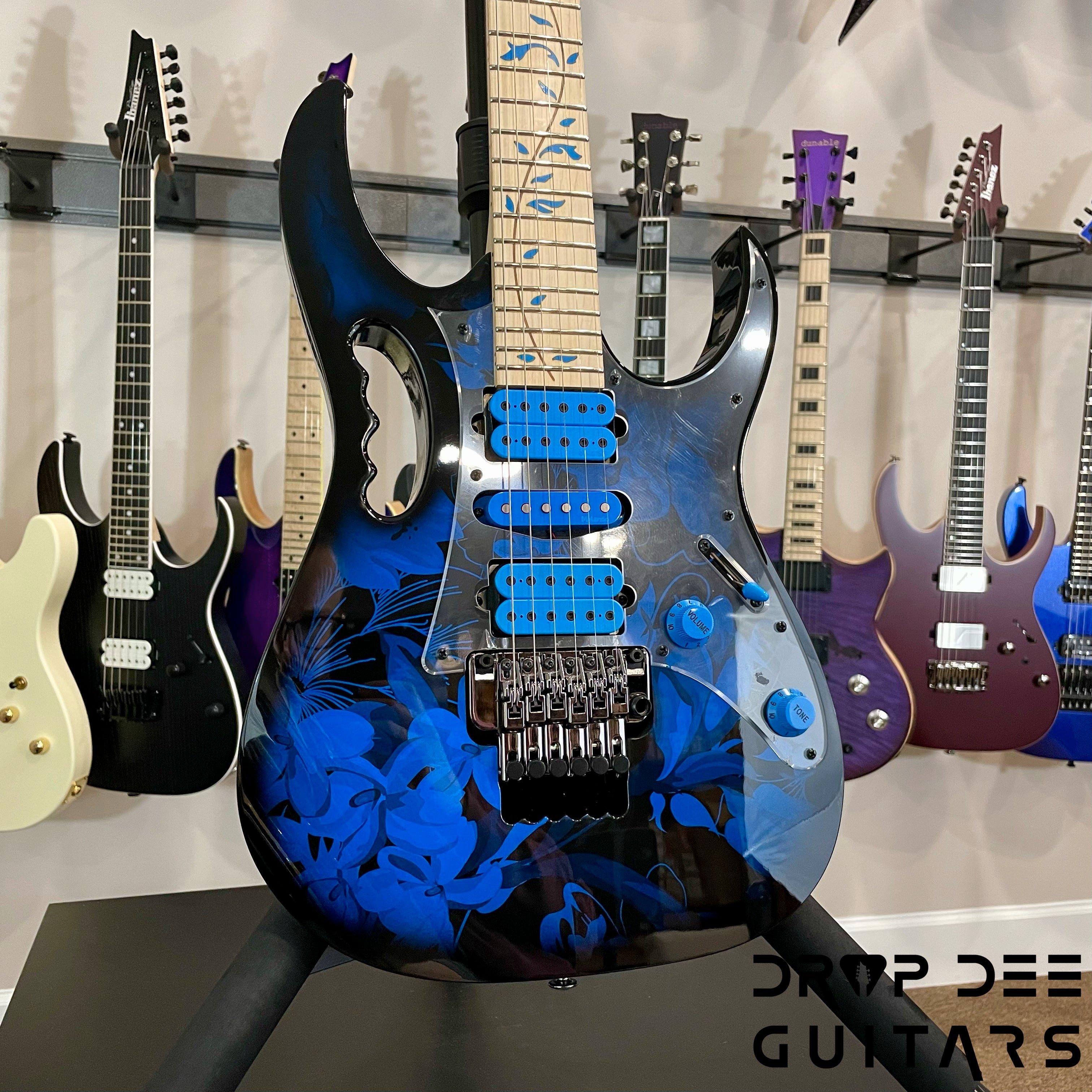 Ibanez Premium JEM77P Steve Vai Signature Electric Guitar w/ Bag - Blue Floral Pattern