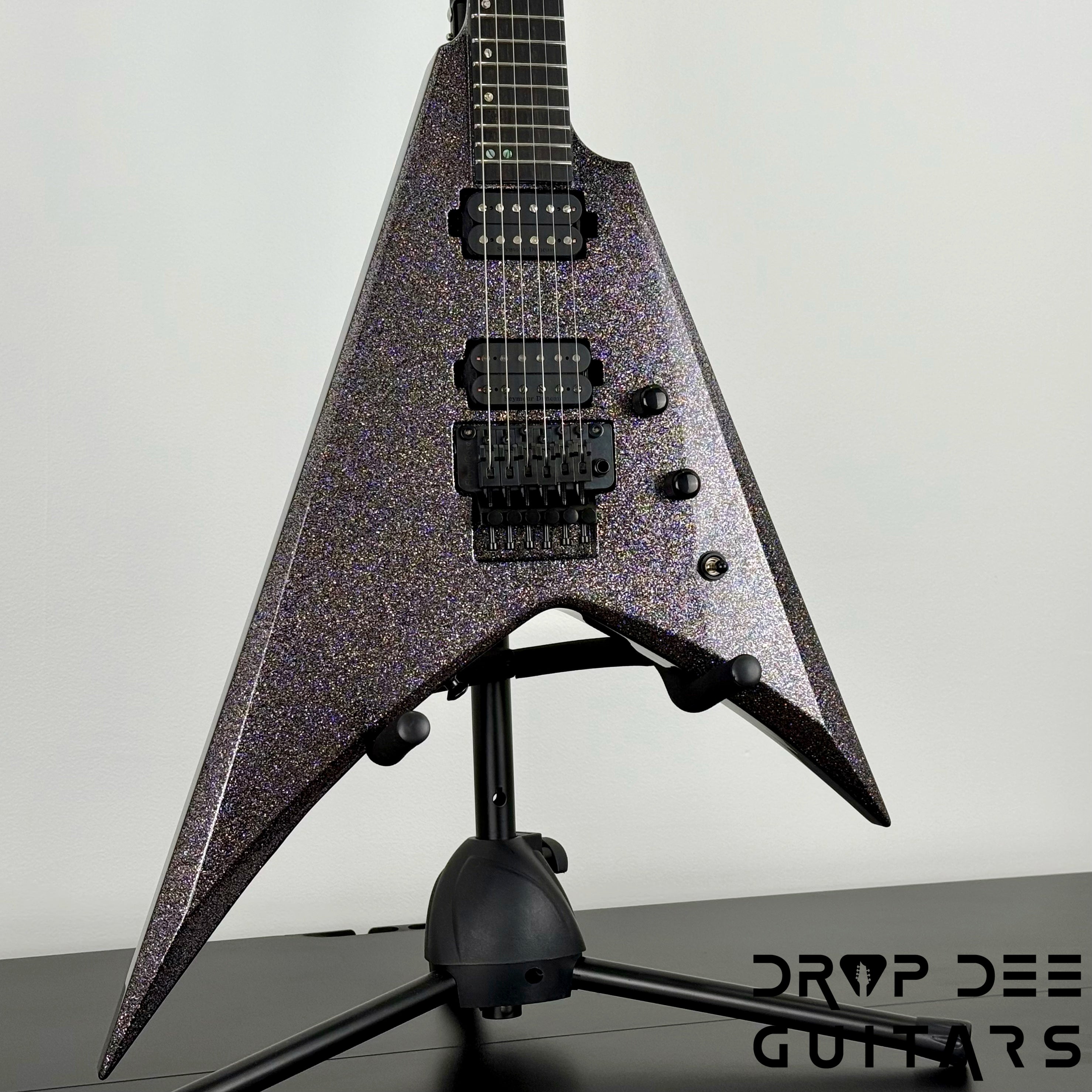 ESP USA V-II FR Electric Guitar w/ Case - Black Sparkle