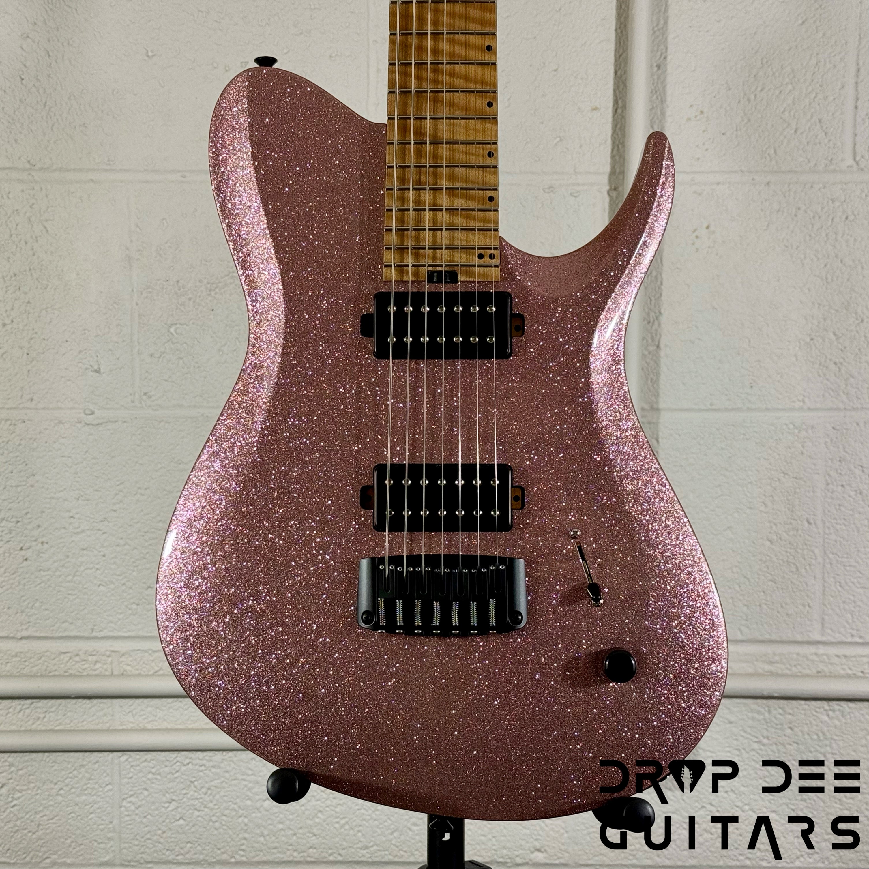 Balaguer USA Series Seraph Modern 7 Baritone 7-String Electric Guitar w/ Case (824) - Gloss Metallic Rose Gold