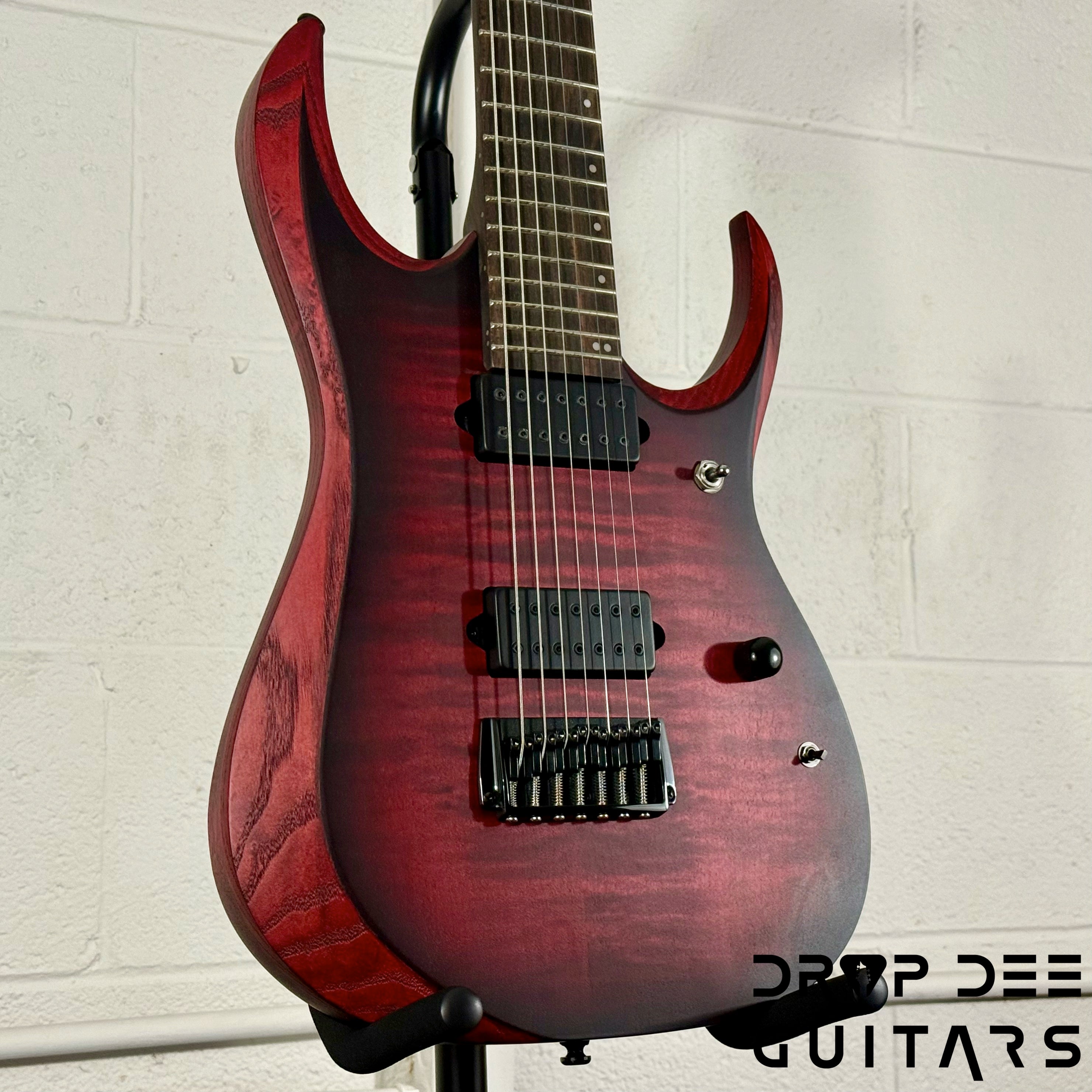 Ibanez Standard RGD721FA Baritone 7-String Electric Guitar - Stained Wine Red Burst Flat