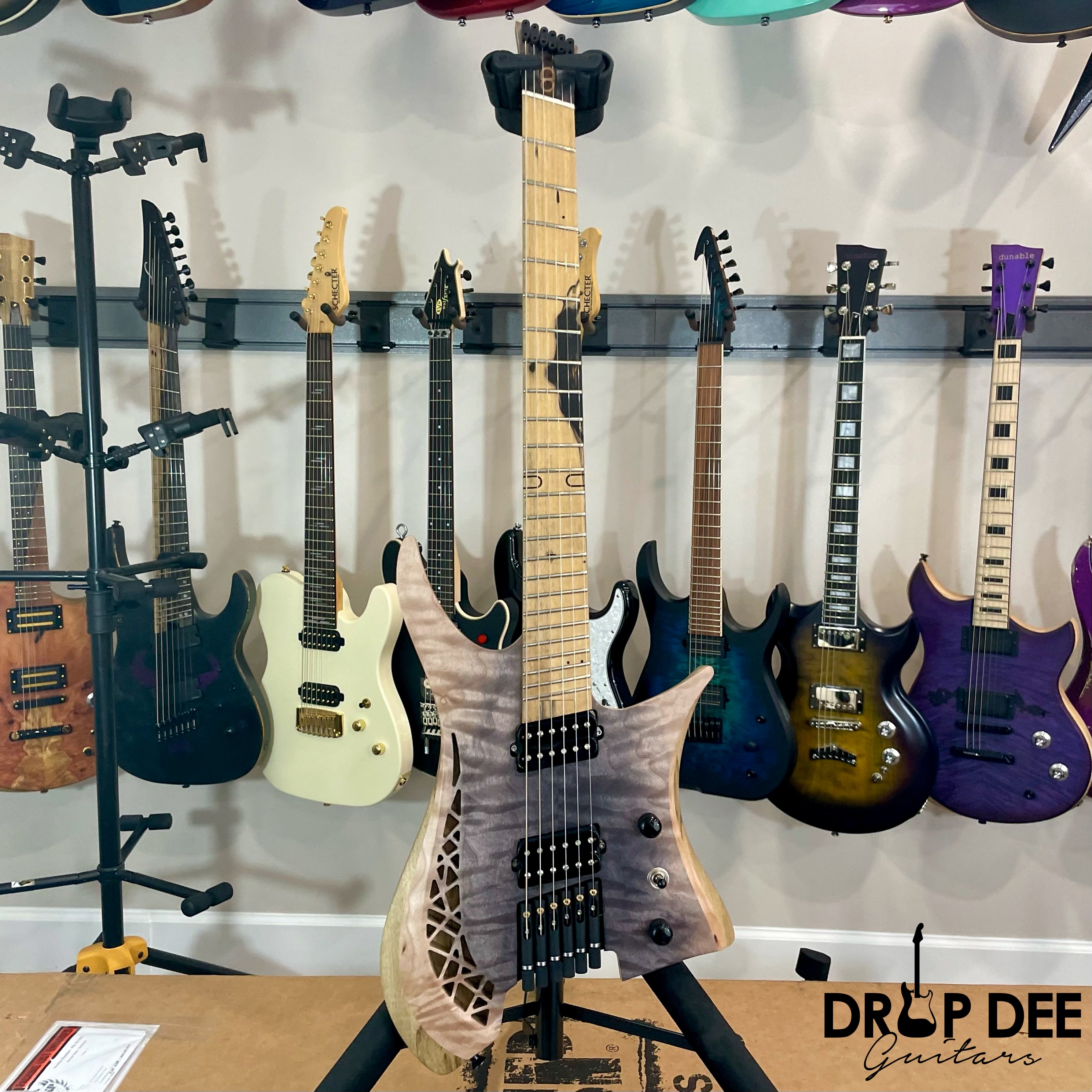 OD Guitars Minerva Headless Multi-Scale Electric Guitar w/ Case - Mid Burst