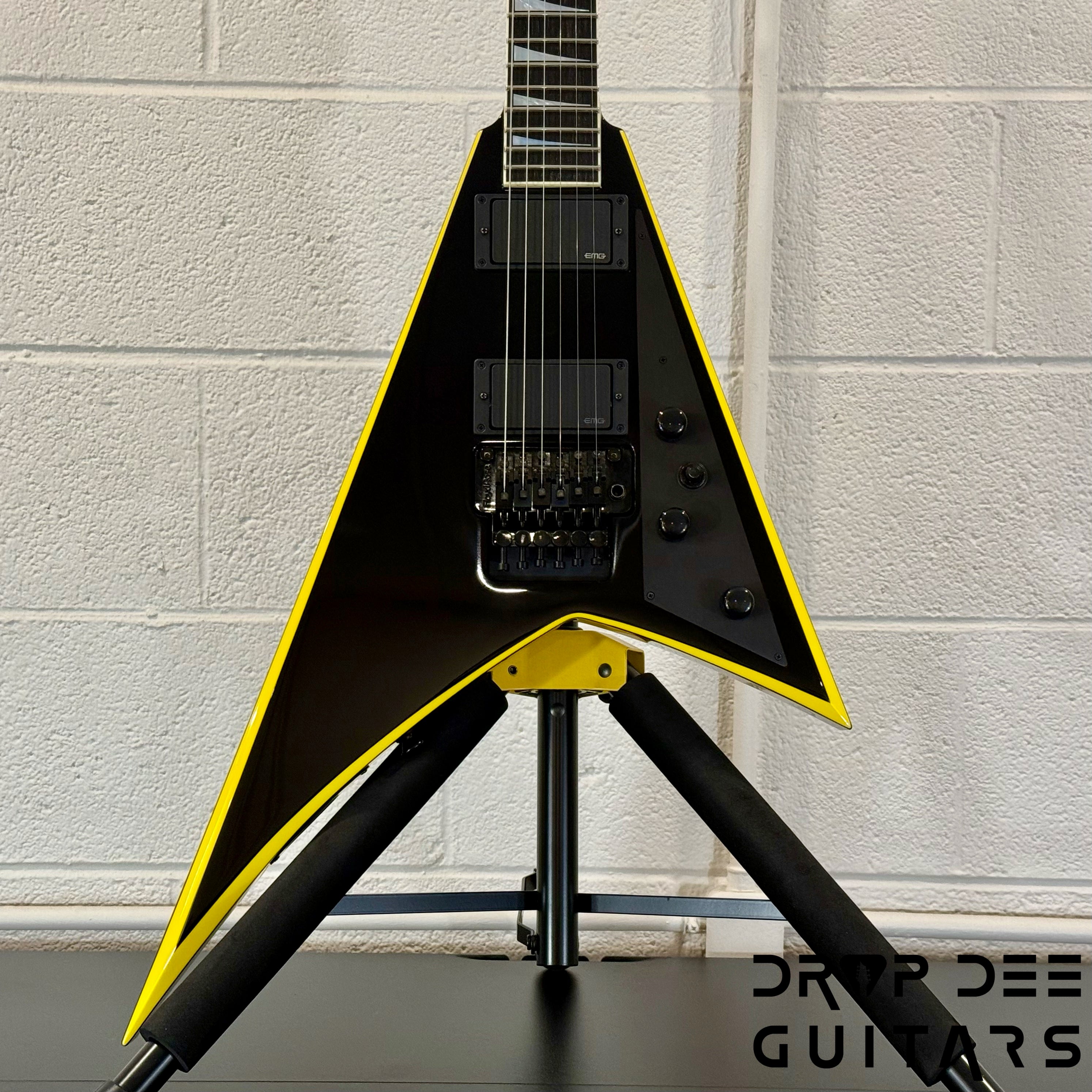 Jackson Custom Shop Randy Rhoads Electric Guitar w/ Case - Black w/ Yellow Pinstripes