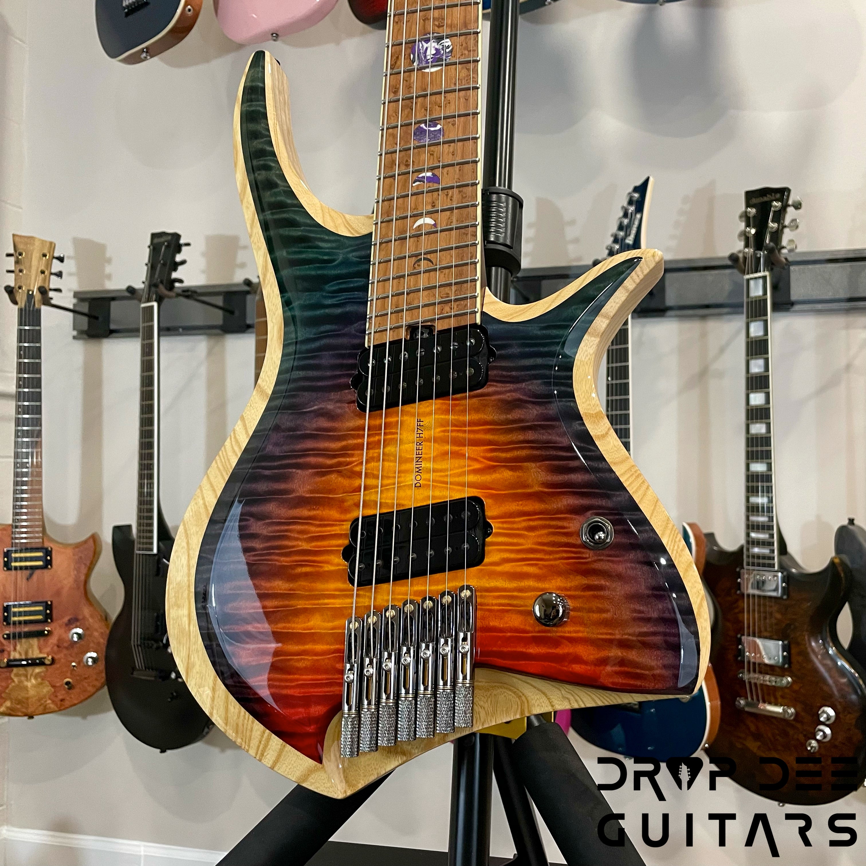 ViK Domineer H7ff "Blood Moon Surf" Multiscale Headless Electric Guitar w/ Case - Blood Moon Surf