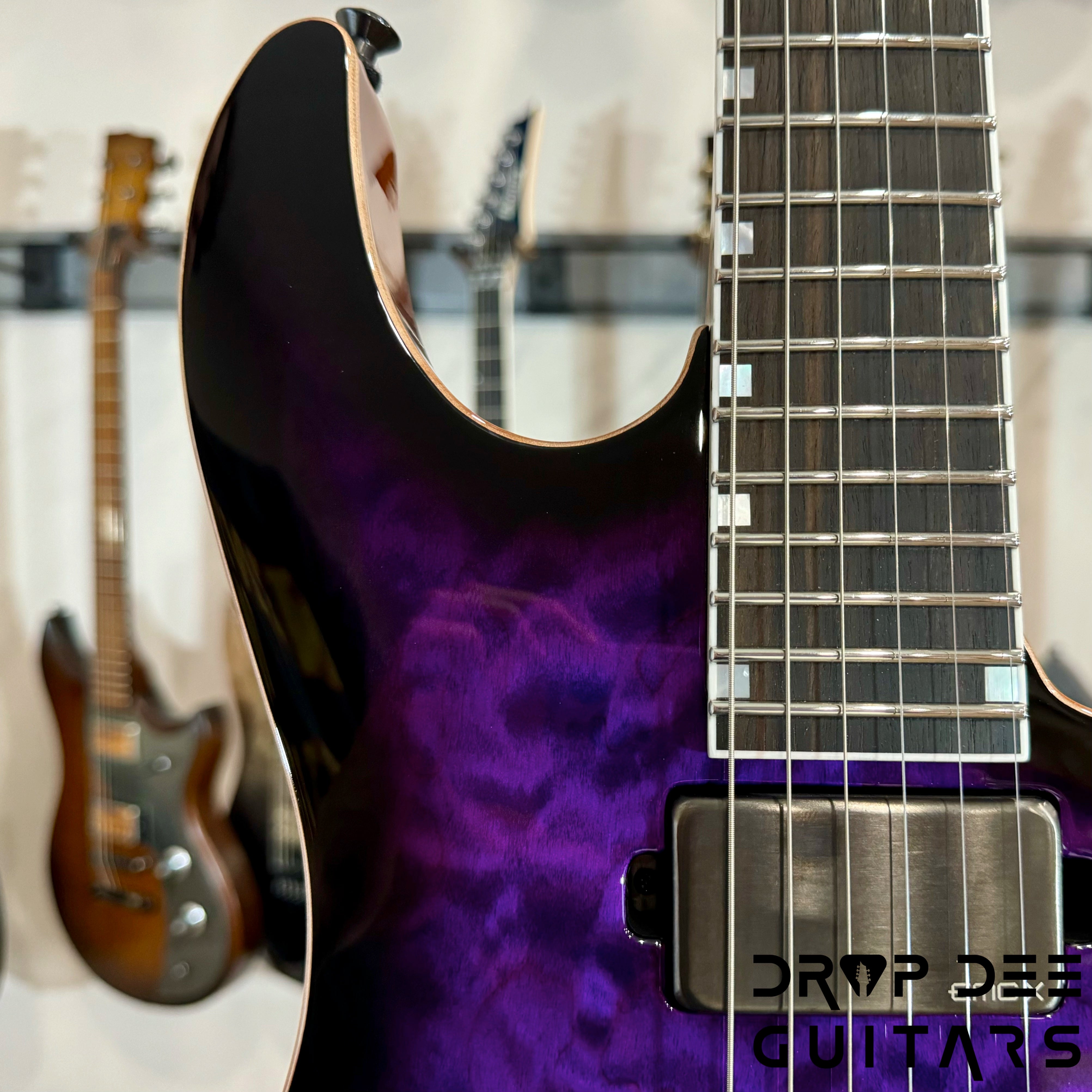 ESP USA M-II FR DLX Electric Guitar w/ Case - Dark Purple Sunburst