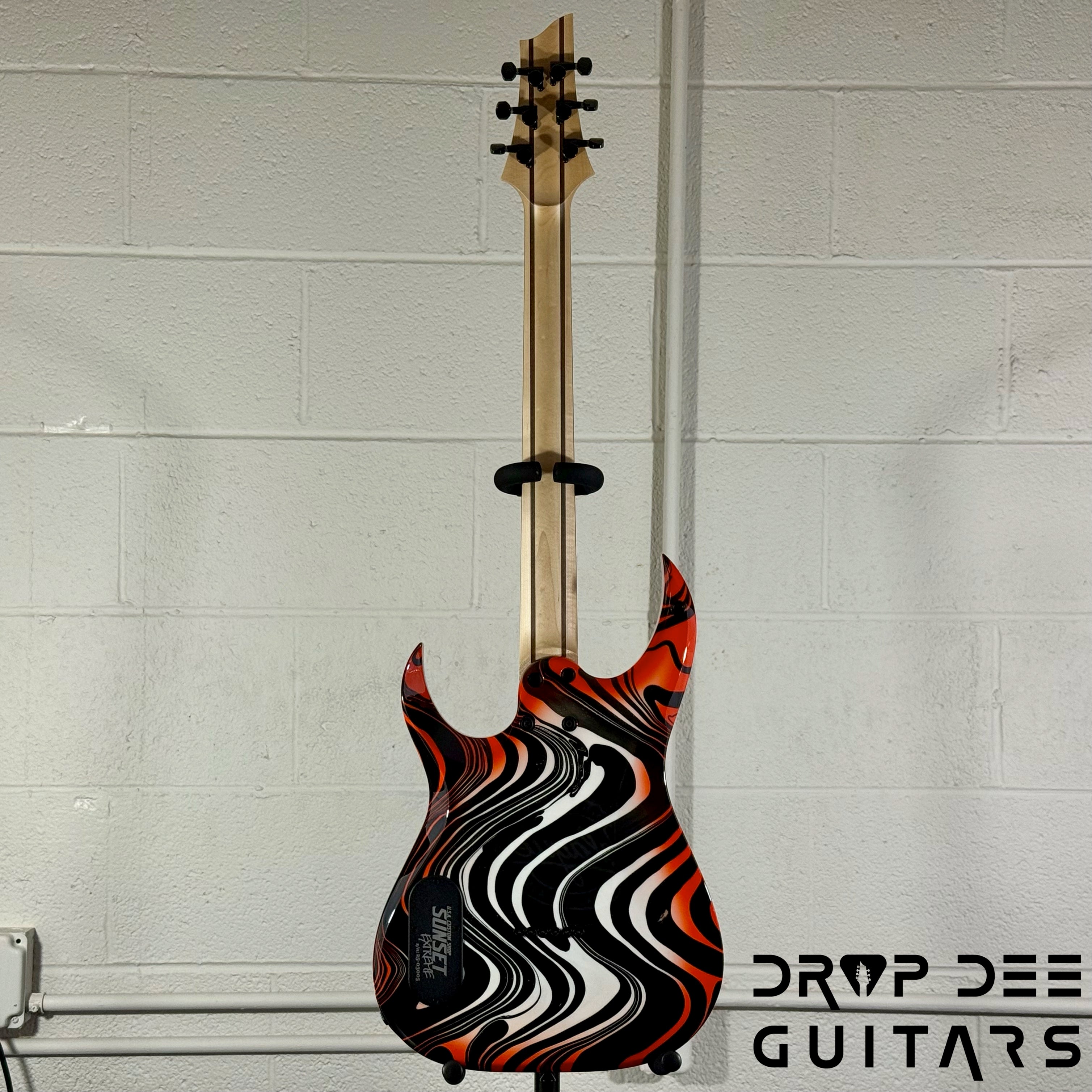 Schecter Custom Shop Sunset Extreme 6 Electric Guitar w/ Case - Black & White Swirl w/ Orange Burst