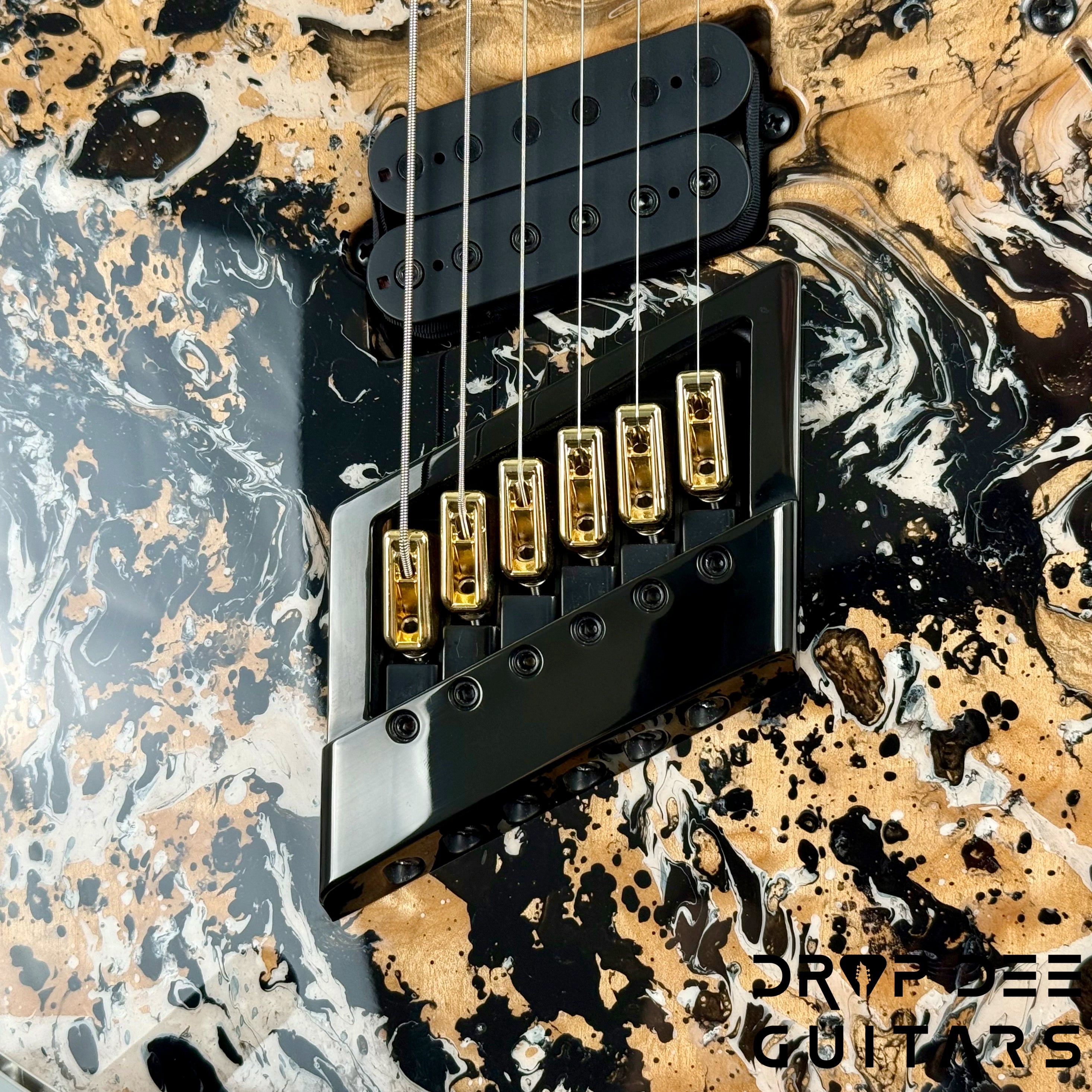 Mayones Regius 4Ever VF 6 Multiscale Evertune Electric Guitar w/ Case - Black Gold Mercury Swirl