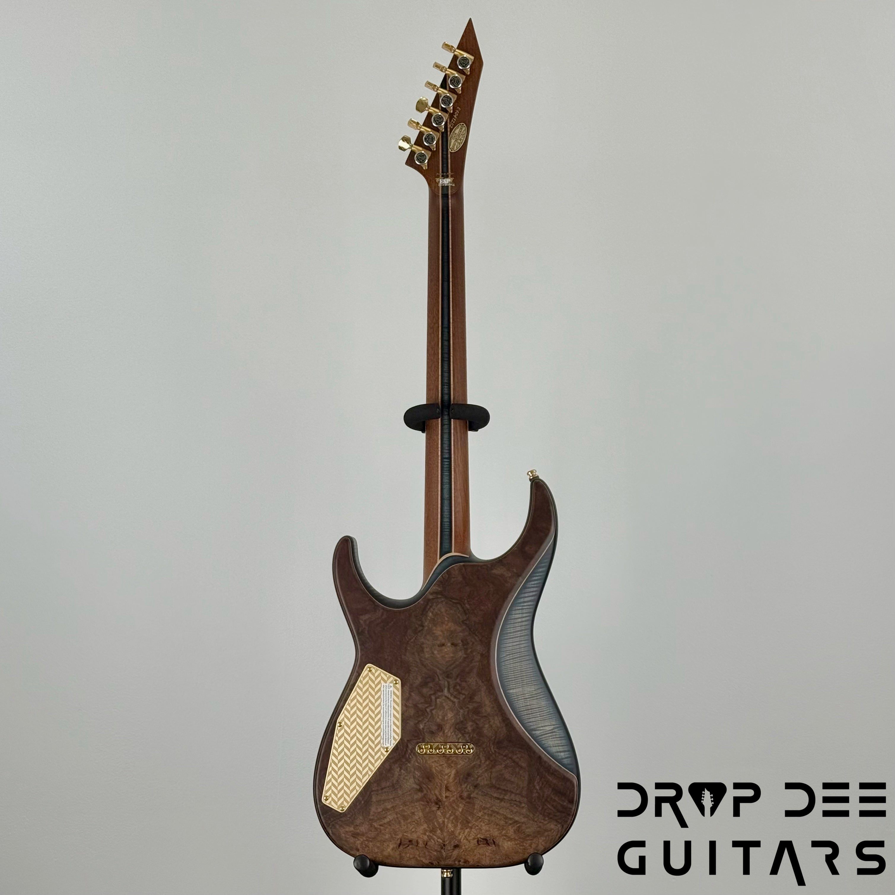 ESP Exhibition Limited M-II CTM NT Electric Guitar w/ Case - Natural w/ Dark Blue Burst