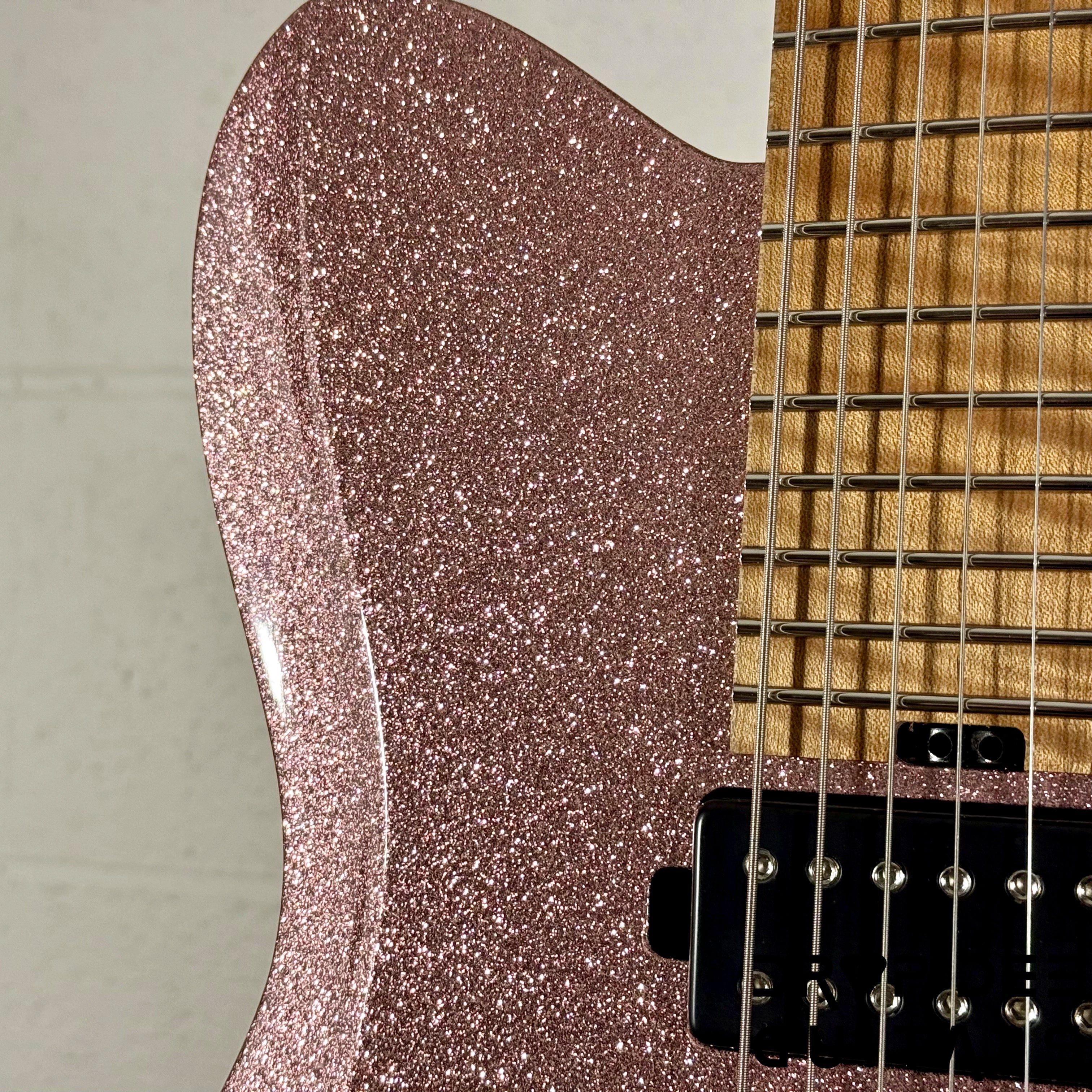 Balaguer USA Series Seraph Modern 7 Baritone 7-String Electric Guitar w/ Case (824) - Gloss Metallic Rose Gold