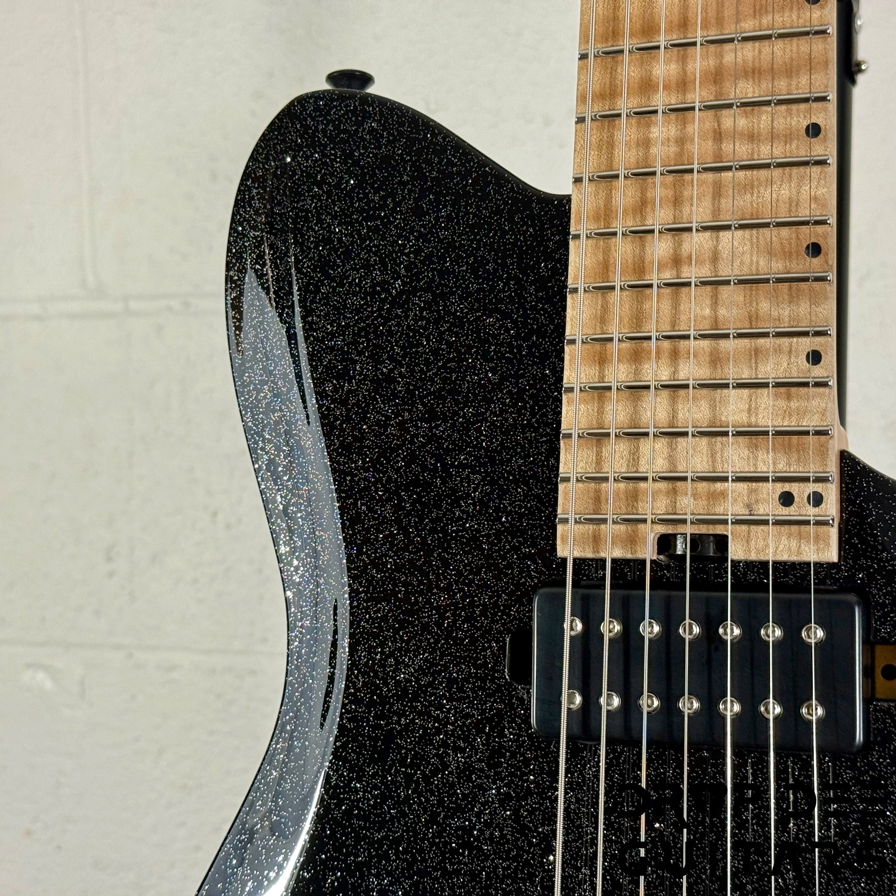Balaguer USA Series Seraph Modern 7 Baritone 7-String Electric Guitar w/ Case (924) - Gloss Metallic Black