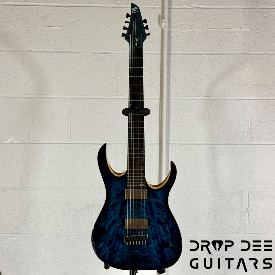 Mayones Duvell Elite 7 Baritone 7-String Electric Guitar w/ Case - Trans Turquoise