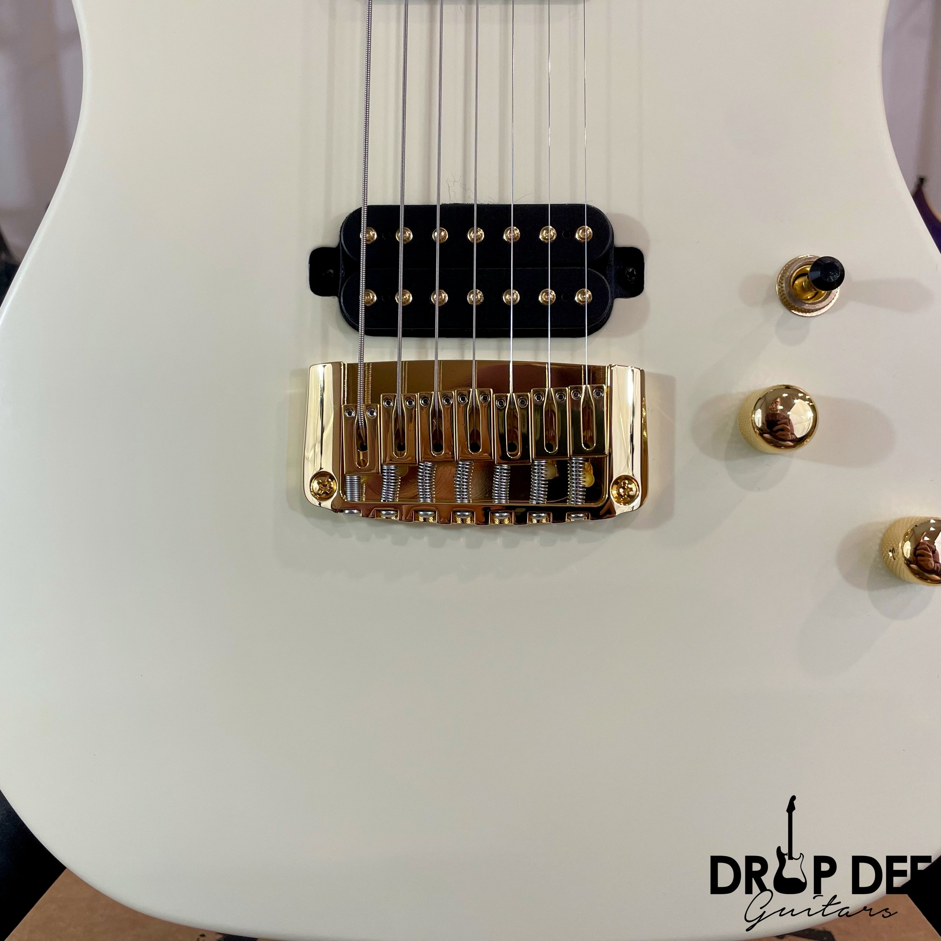 Schecter USA Custom Shop PT-7 7-String Electric Guitar w/ Case - Vintage White Satin