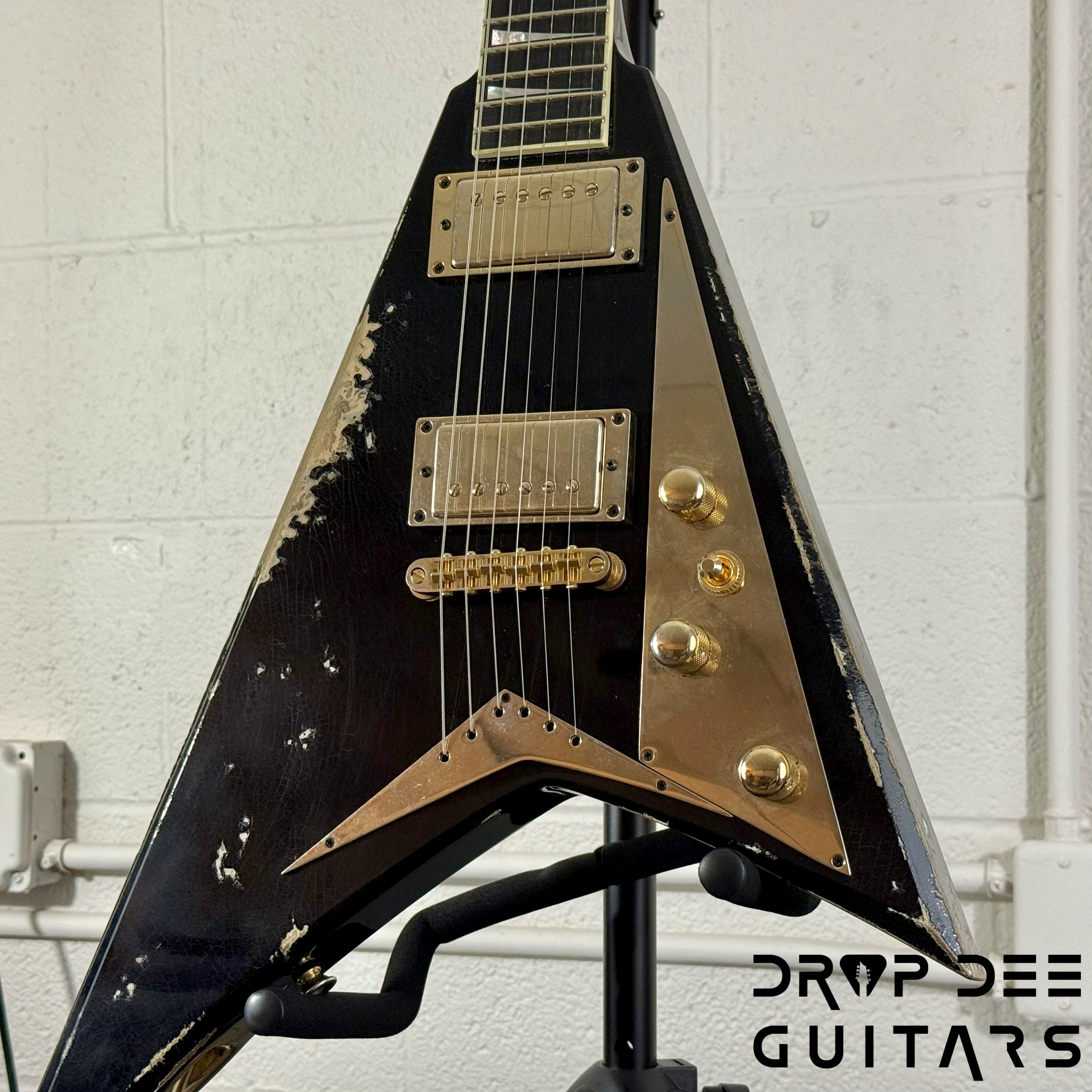Jackson USA Custom Shop Special Edition Rhoads Electric Guitar w/ Case - Black Nitro Relic (Tour Heavy Relic)